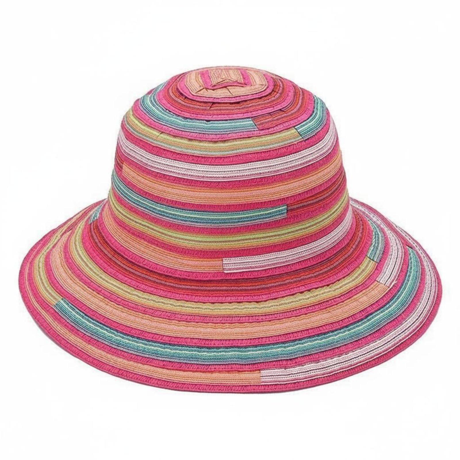 clovrix Striped Beach Hat Handmade Embroidery Wide Brim Sun Lightweight Headwear for Women, Vacation, Outdoor, Rose Red | Hats Girls Accessories Kids Clothing Shoes &-picture-11
