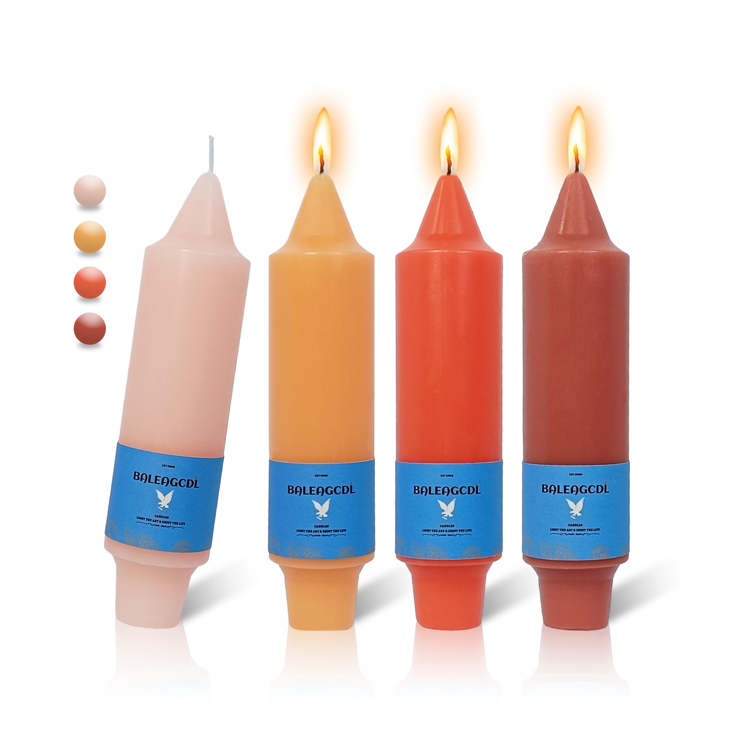 FLAMMUL Set of 4 Thanksgiving Pumpkin Gradient Orange Tapered Candles - 5 Inch Short Handmade Smokeless Unscented Candle Sticks for Home Decor