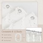 White Boho Farmhouse Shower Curtain Fabric for Bathroom-Hotel Spa Grade, Textured Polyester Waterproof Cloth Curtains-Includes 12 Double-Sided Hooks, 72x72 Inches