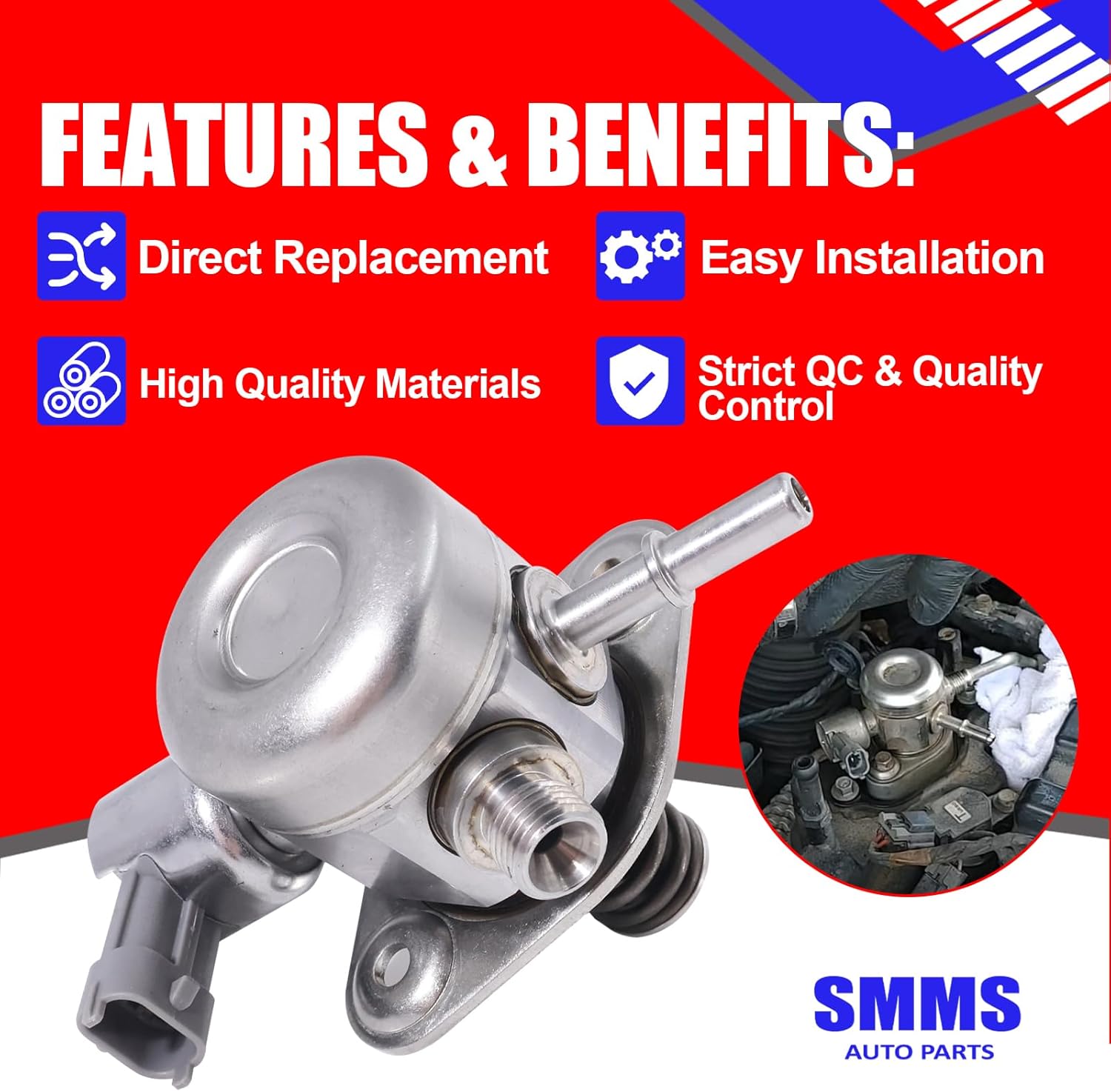 SMMS 35320-2B130 High Pressure Fuel Pump for Hyundai, for Kia, for Rio, for Soul, for Accent, for Veloster 1.6L 2011-2013, Replace OE: 35320-2B100