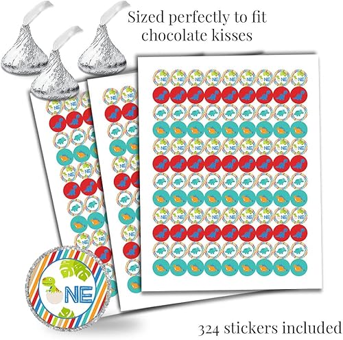 Miniatura 3 de Kit de calcomanías de dinosaurio para fiesta de primer cumpleaños, 429 piezas. Incluye 60 calcomanías circulares de 2 pulgadas para recuerdos y