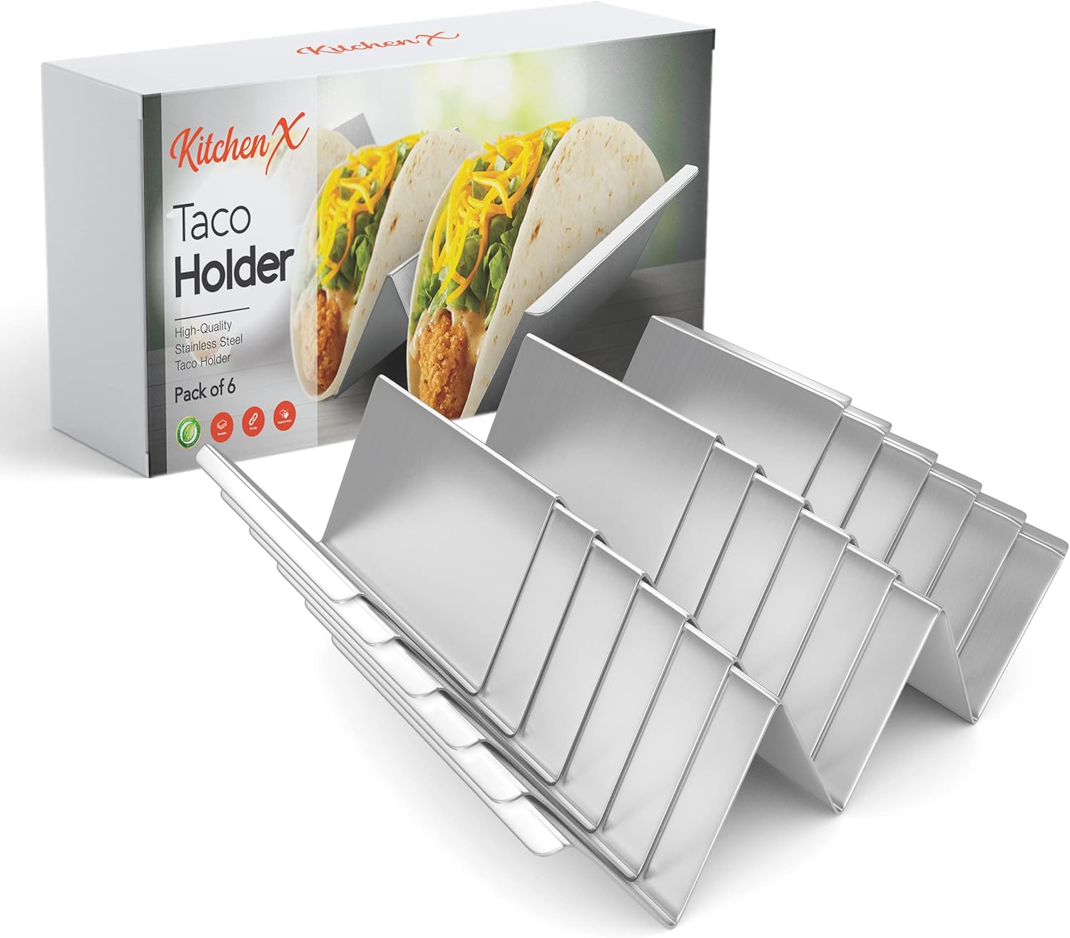 Metal Taco Holders Set of 6 HeavyDuty Taco Stands hold 3