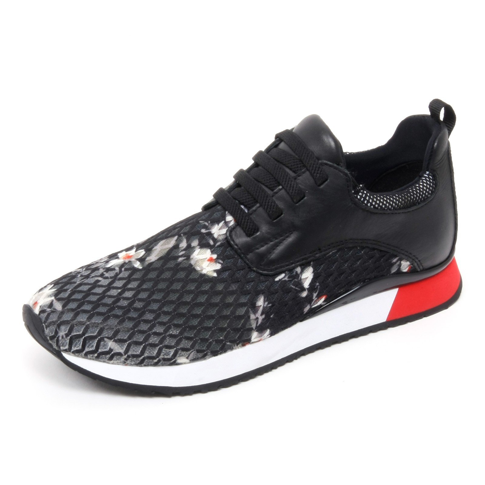 Kryminał B6566 damskie trampki LONDON WITHOUT BOX czarne kwiaty kobieta buty, Czarny, 36 EU