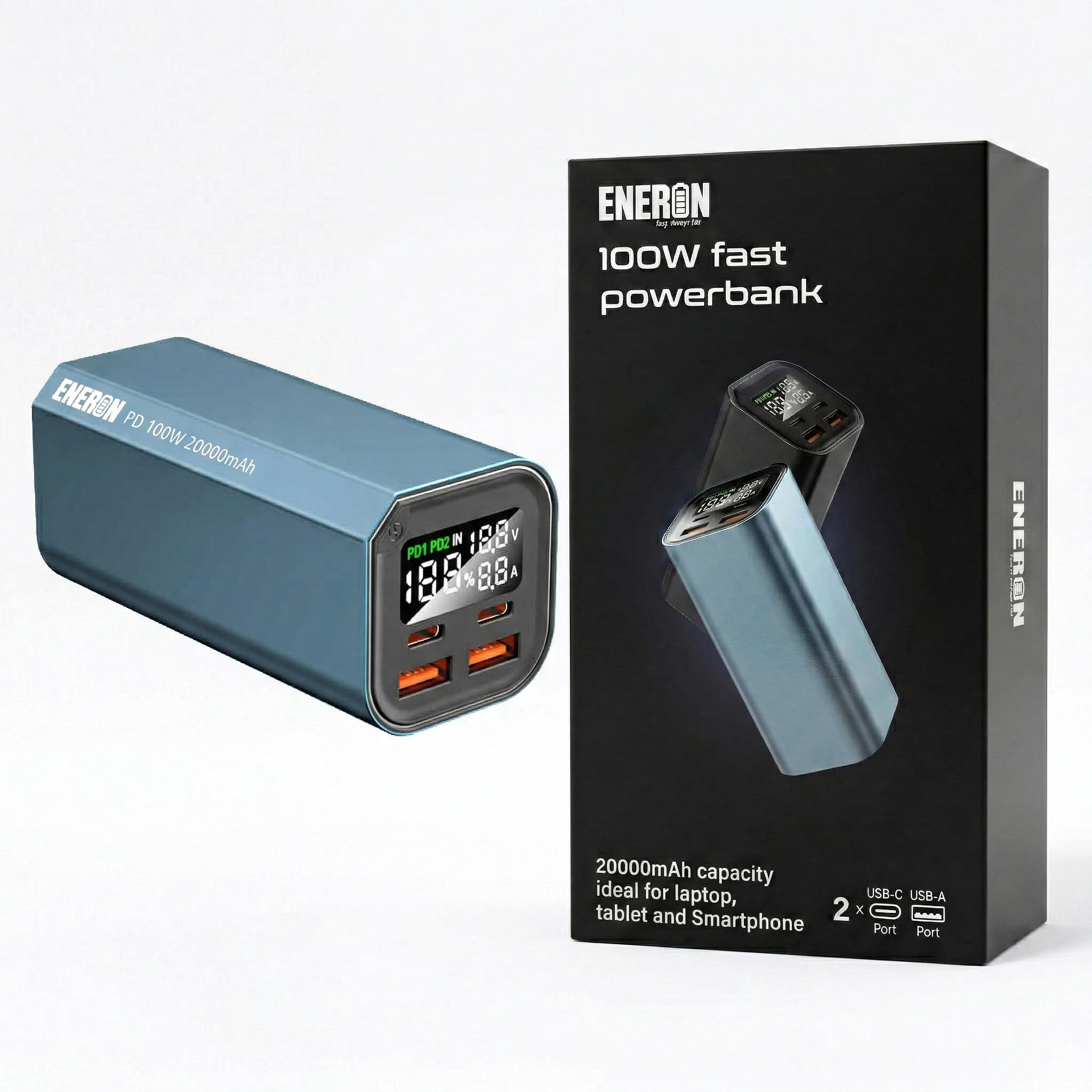 Powerbank ENERON 100 W 20 000 mAh szybka ładowarka 2 x USB-C / 2 x USB-A akumulator przenośny