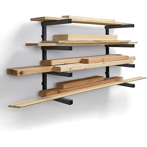 BORA 4-Level Lumber Storage Rack Wall Mount Wood Rack For Garage Organizer