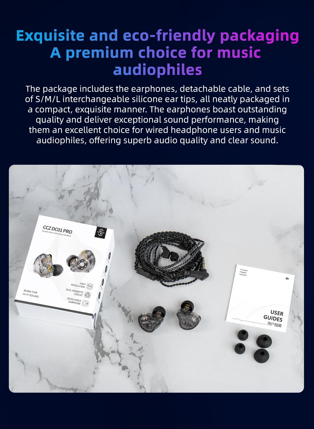 Yinyoo CCZ DC01 PRO Cuffie con Filo,Bassi profondi In Ear Monitor Auricolari,Potente Diaframma Composito Magnetico,Comodo Cuffiette con Cavo OFC di Trasmissione Stabile ad alta Purezza per Gaming