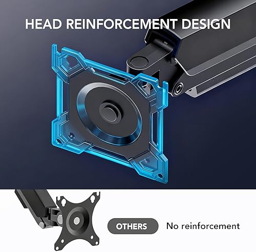 Miniatura 5 de Soporte para monitor doble, soporte de escritorio ajustable para pantallas de computadora de 17 a 32 pulgadas, movimiento completo VESA