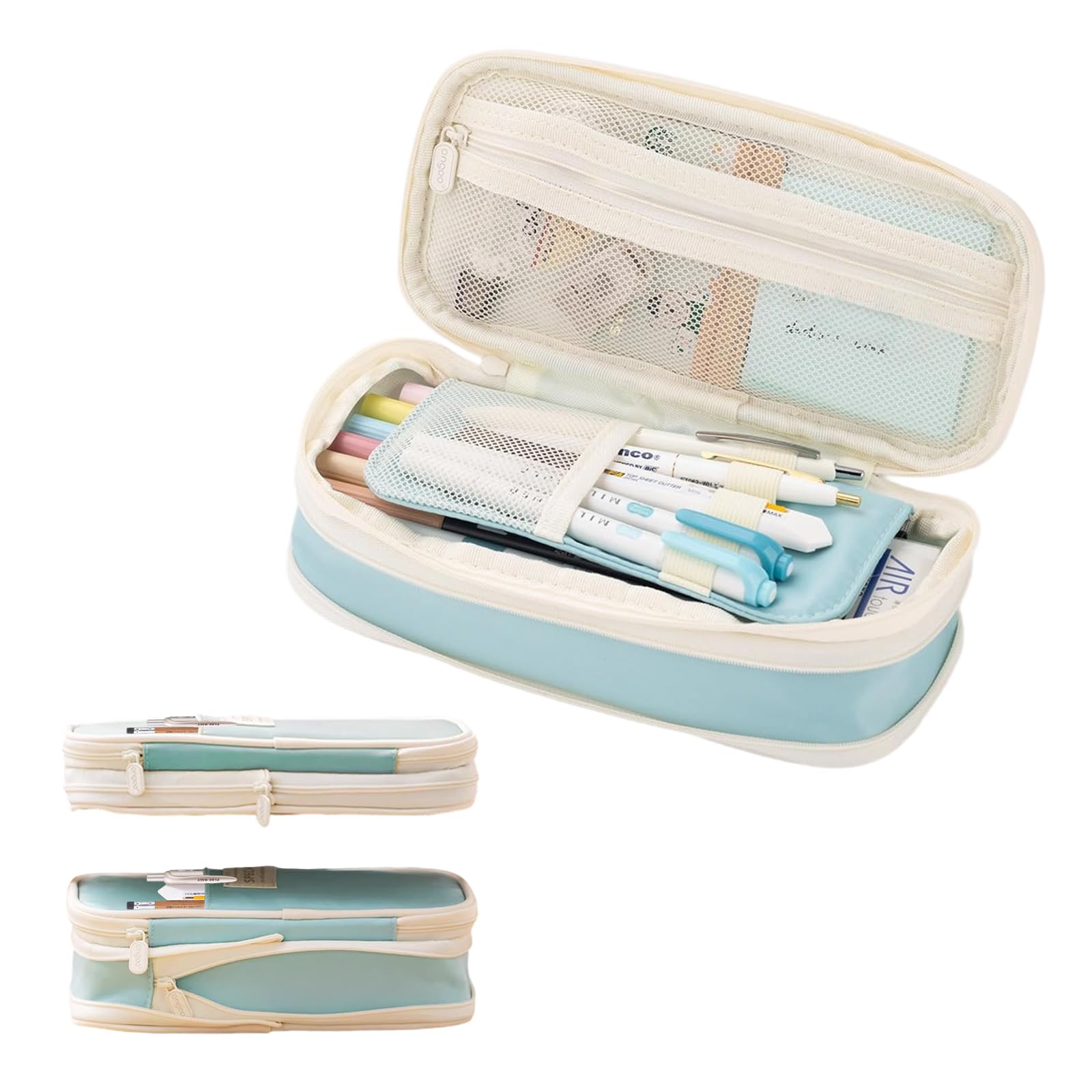 Big Capacity Pencil Pen Case Office College School Large Storage High Capacity Bag Pouch Holder Box Organizer for Teen Girl Boy Men Women (Blue)