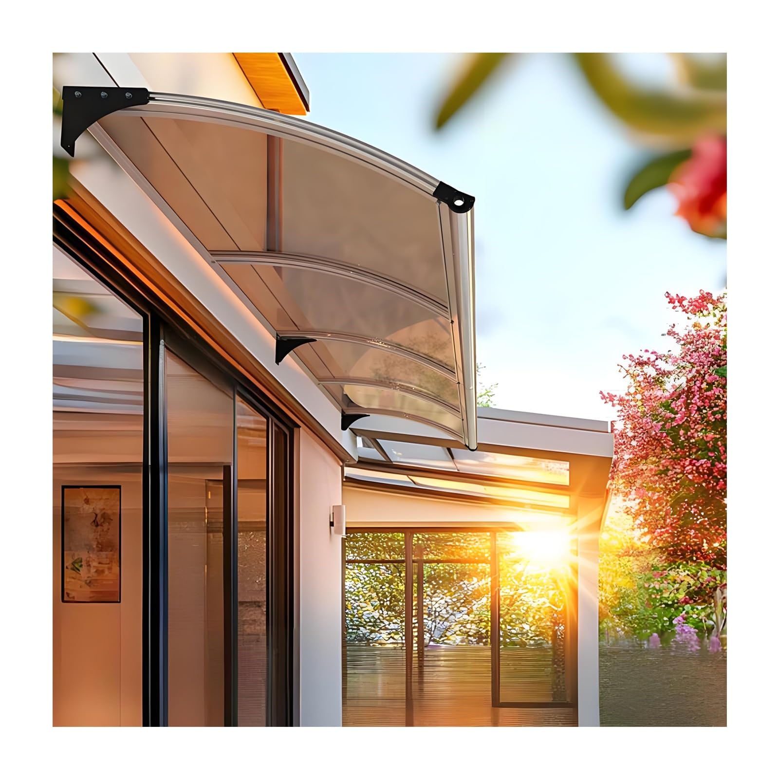 GJZQDKX Outdoor Canopy for Doors and Windows Weather-Resistant Awning Sun and Rain Protection Polycarbonate Thickness: 2.5mm (65x240cm/25.6x95in)