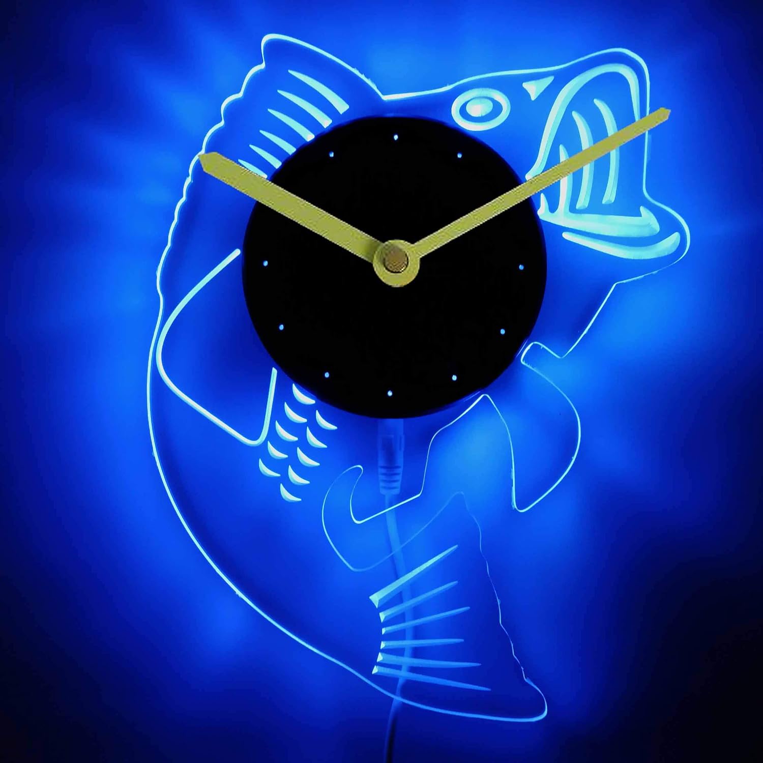 ADVPRO cnc2049-b Fish Man Cave Room Illuminated Edge Lit Bar Beer Neon Sign Wall Clock with LED Night Light