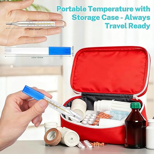 Miniatura 7 de 2 piezas de temperatura de vidrio para adultos, temperatura oral axila, medición precisa, lectura rápida para niños, bebés, ancianos, clínicas