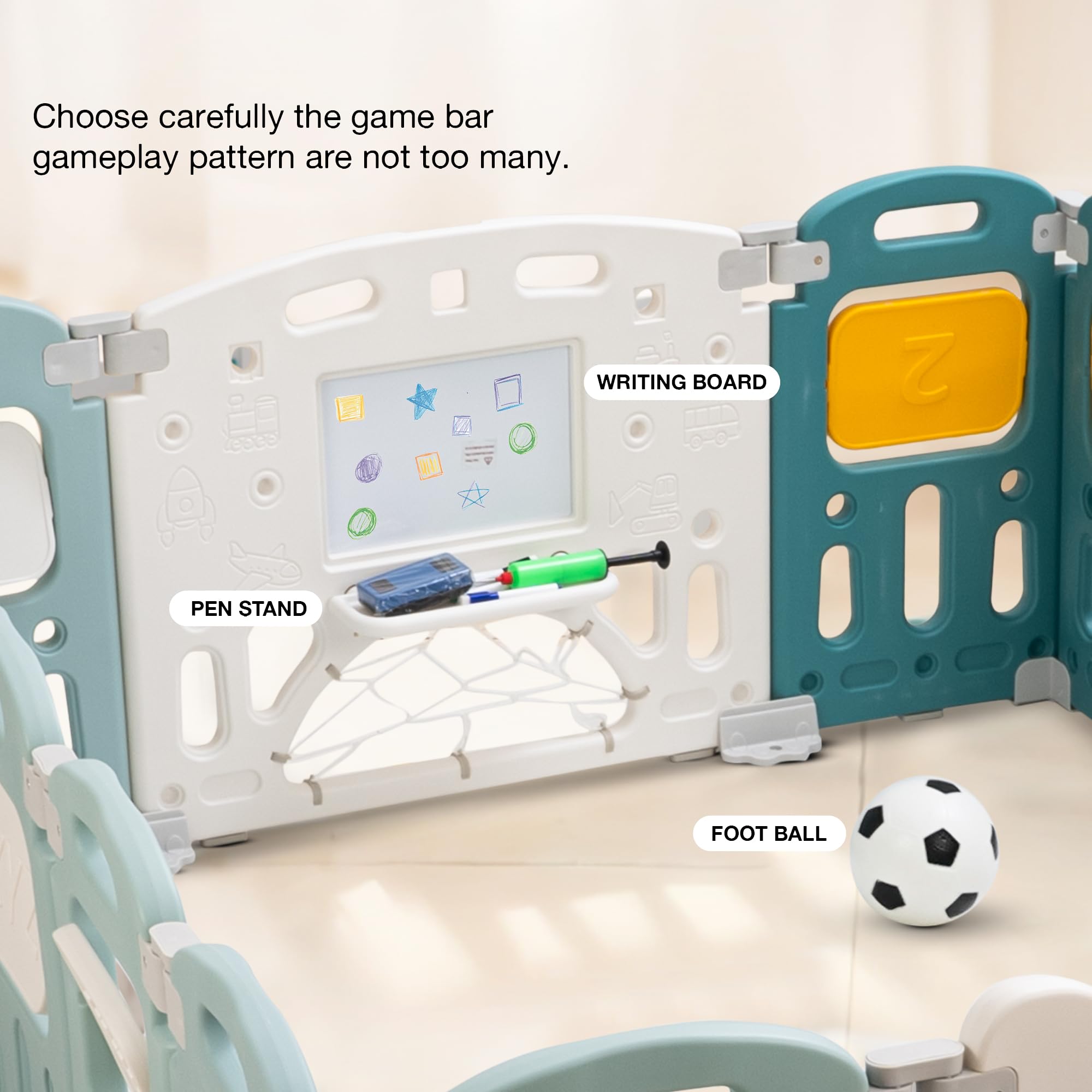 Baybee Train Kids Playpen for Babies | Foldable Baby Play Area Indoor Setup with Safety Lock, Writing Board & Double Knob | Portable Baby Activity Playards for Toddlers | Outdoor Play Pen for Kids for 0-5 Years (18 Panels) 3