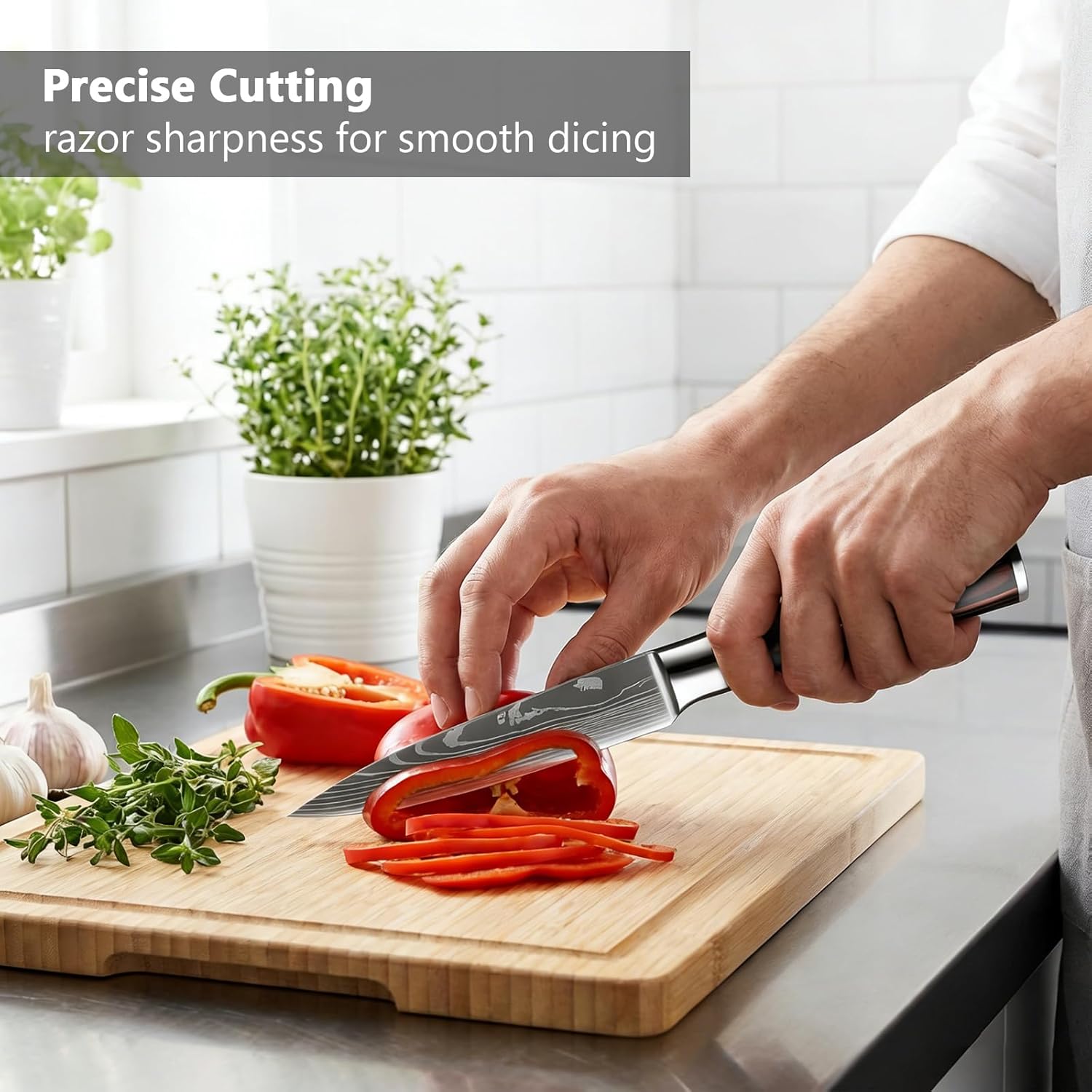 5 inch Utility knife, Carbon Stainless Steel Kitchen Knife Handle Fruit Knife for Carving & Paring