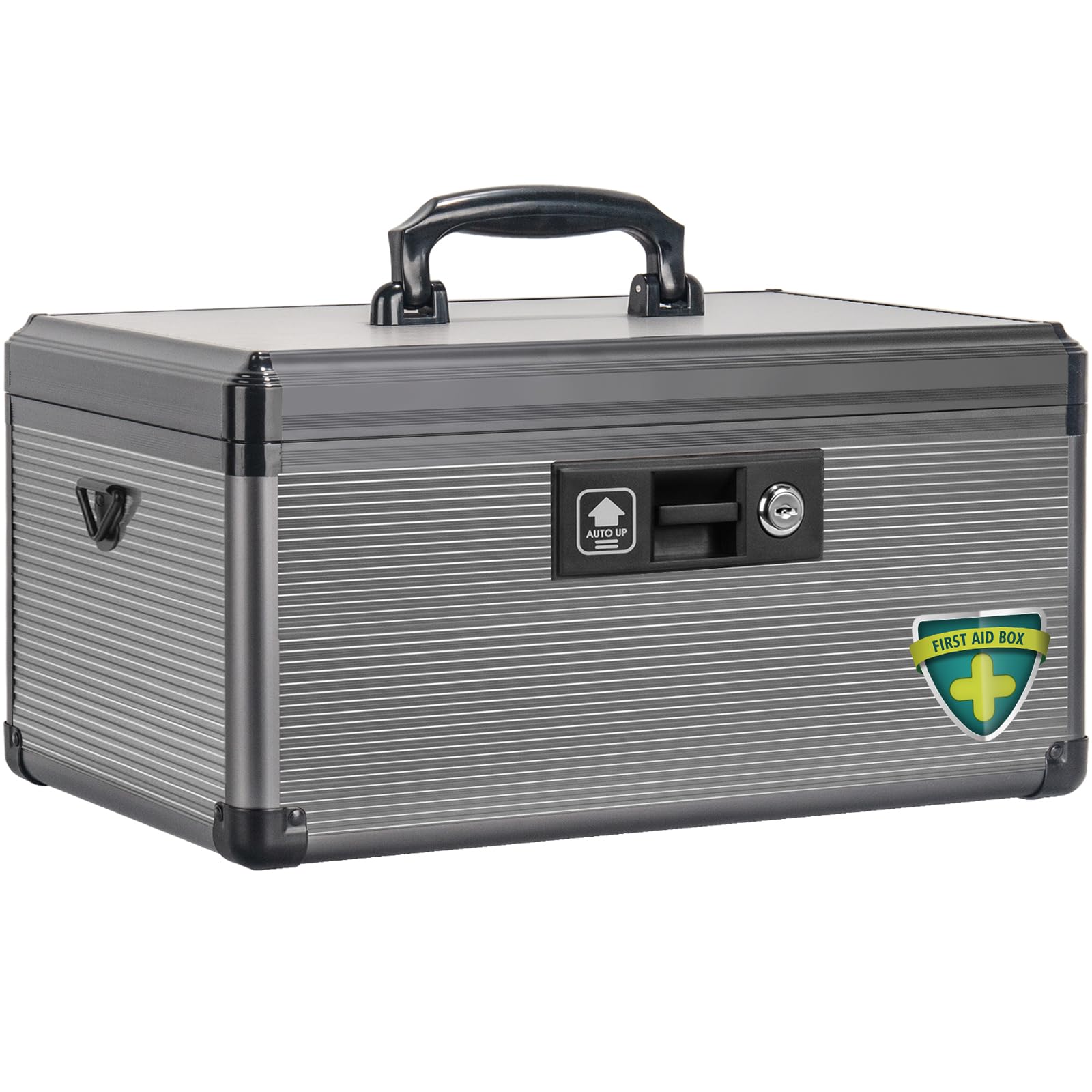 ZORVIDSON Medicine Lock Box, First Aid Kit Medication Storage Box with Lock, Layered Aluminum Frame Daily Medicine Box with Key Family Use [14 X 8.5 X 7.5 Inch] (Large)