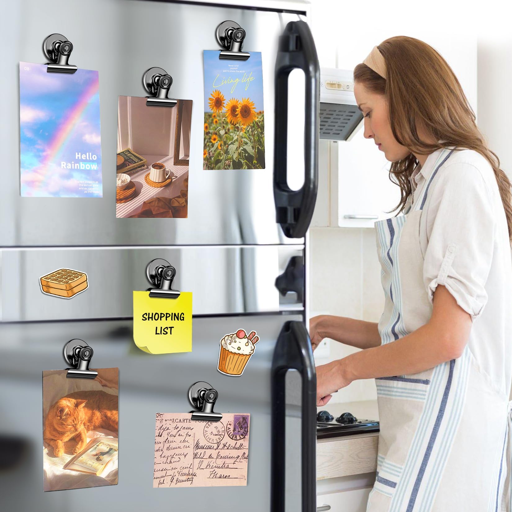 Confezione da 90 clip magnetiche, magneti da frigorifero, clip magnetiche nere per lavagna bianca, magneti a clip per esporre foto, casa, ufficio, classe