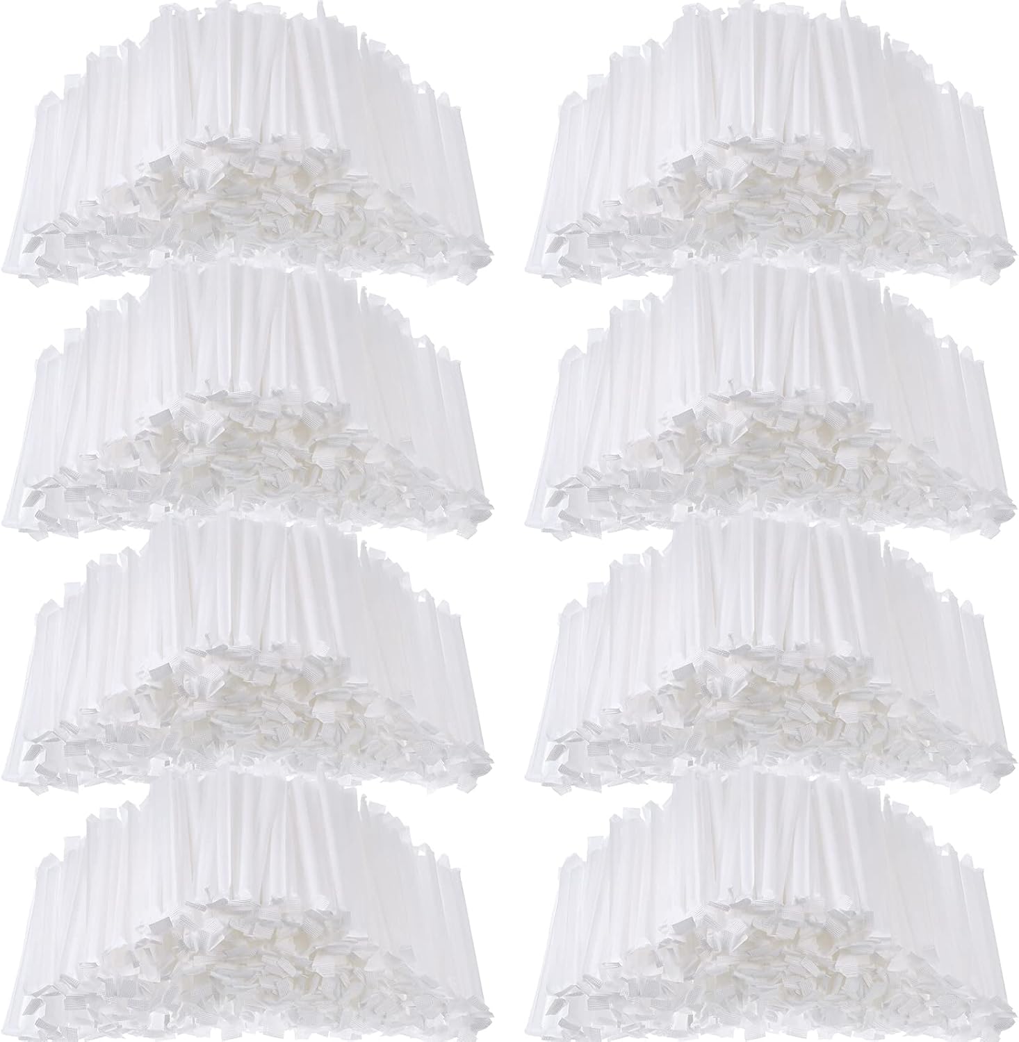 Hoolerry 2000 Pcs Plastic Straws Disposable Individually Wrapped Drinking Straight Long Straws, 0.24" Wide, for Hot and Cold Beverages (8 Inch)