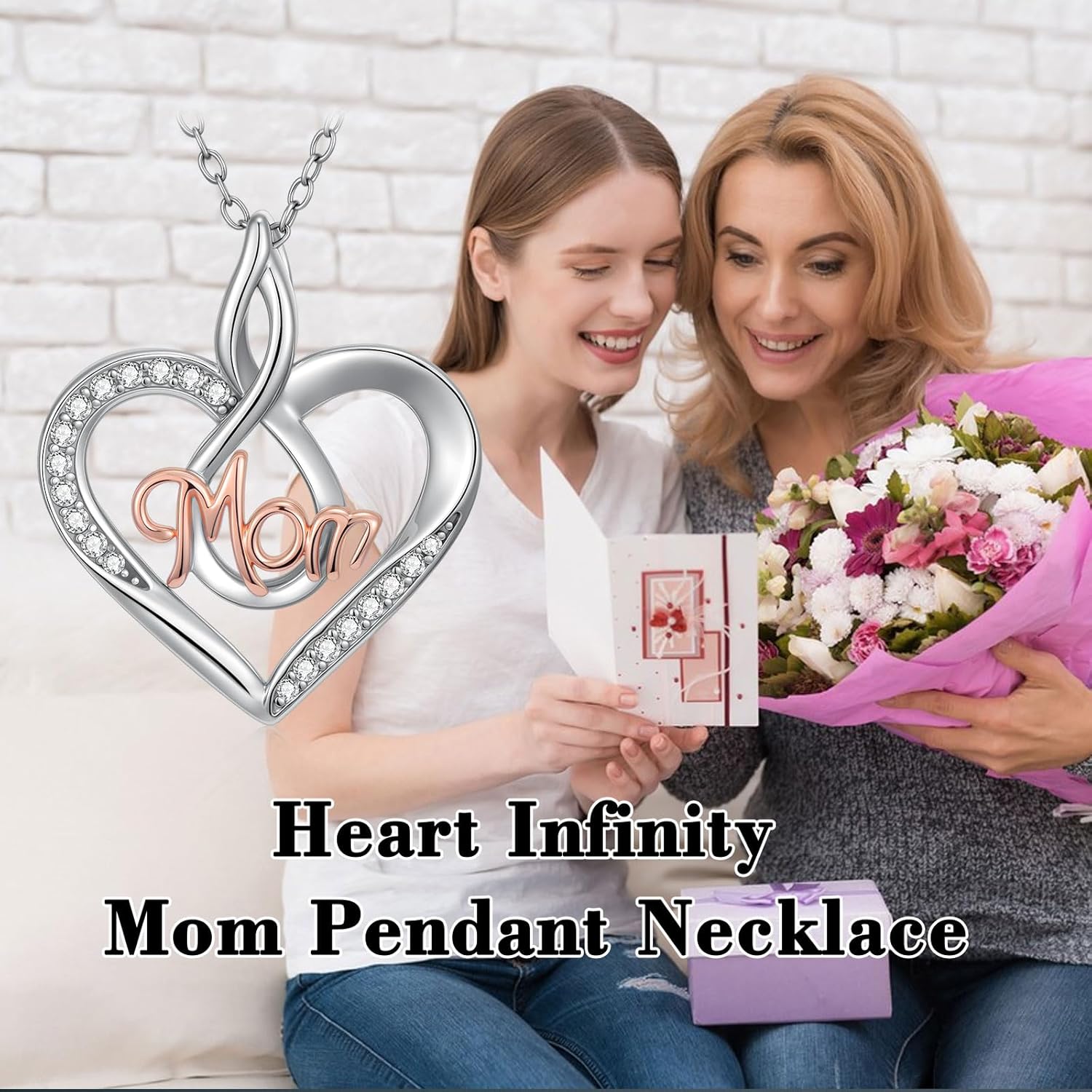 Heart Infinity Mom Necklaces for Women S925 Sterling Silver Infinity Heart Pendant Birthstday Mother's Day Jewelry Gifts for Mother Wife - Image 6