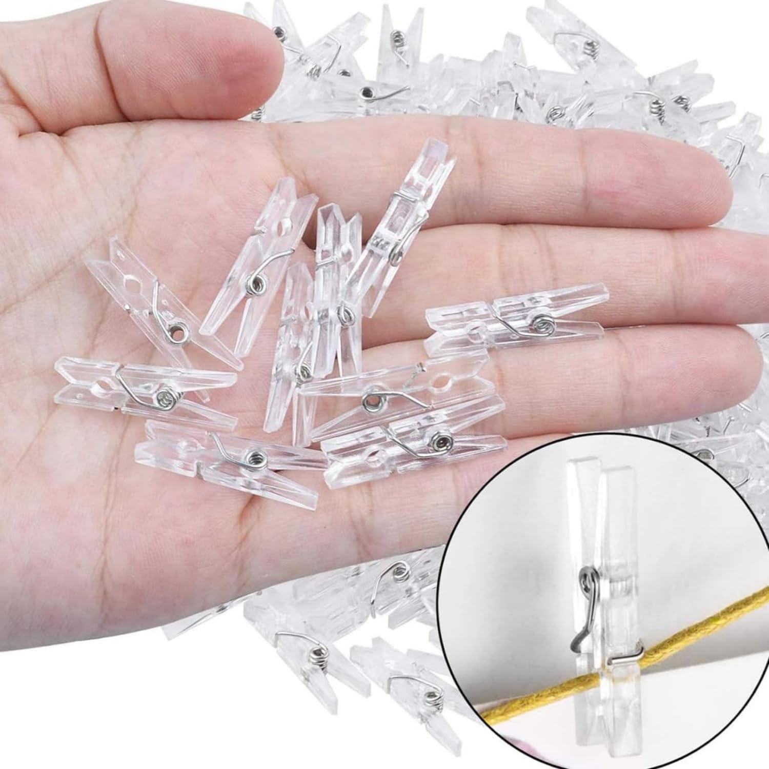 100 Mollette Trasparenti In Plastica Con Molla – Mini Clip Da 2.5 Cm, Per Foto, Artigianato, Matrimoni E Decorazioni Fai-da-te