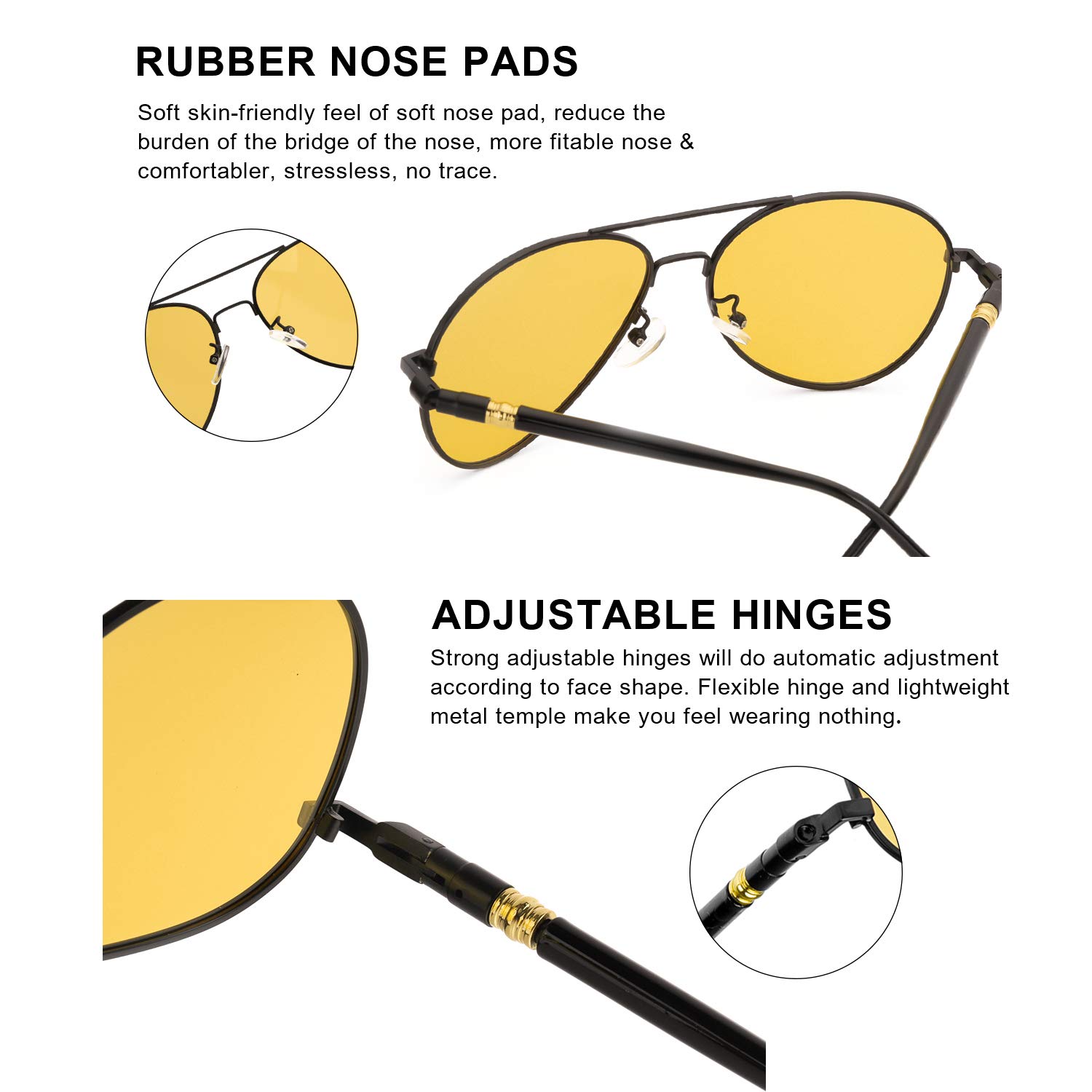 SODQW Gafas De Visión Nocturna Hombres Gafas De Sol Deportes Polarizado para Conduccion UVA & UVB Protección