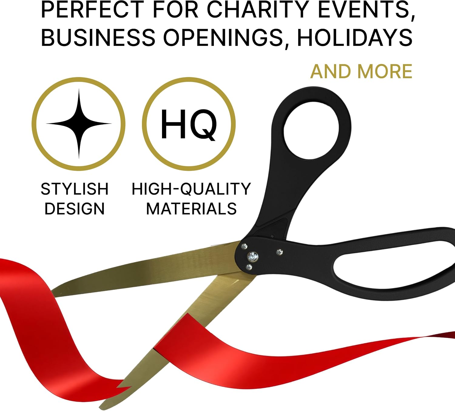Black Big Scissors for Ribbon Cutting Ceremony Kit Grand Opening Ribbon and Scissors for Cutting 25 inch (Red Ribbon Included)