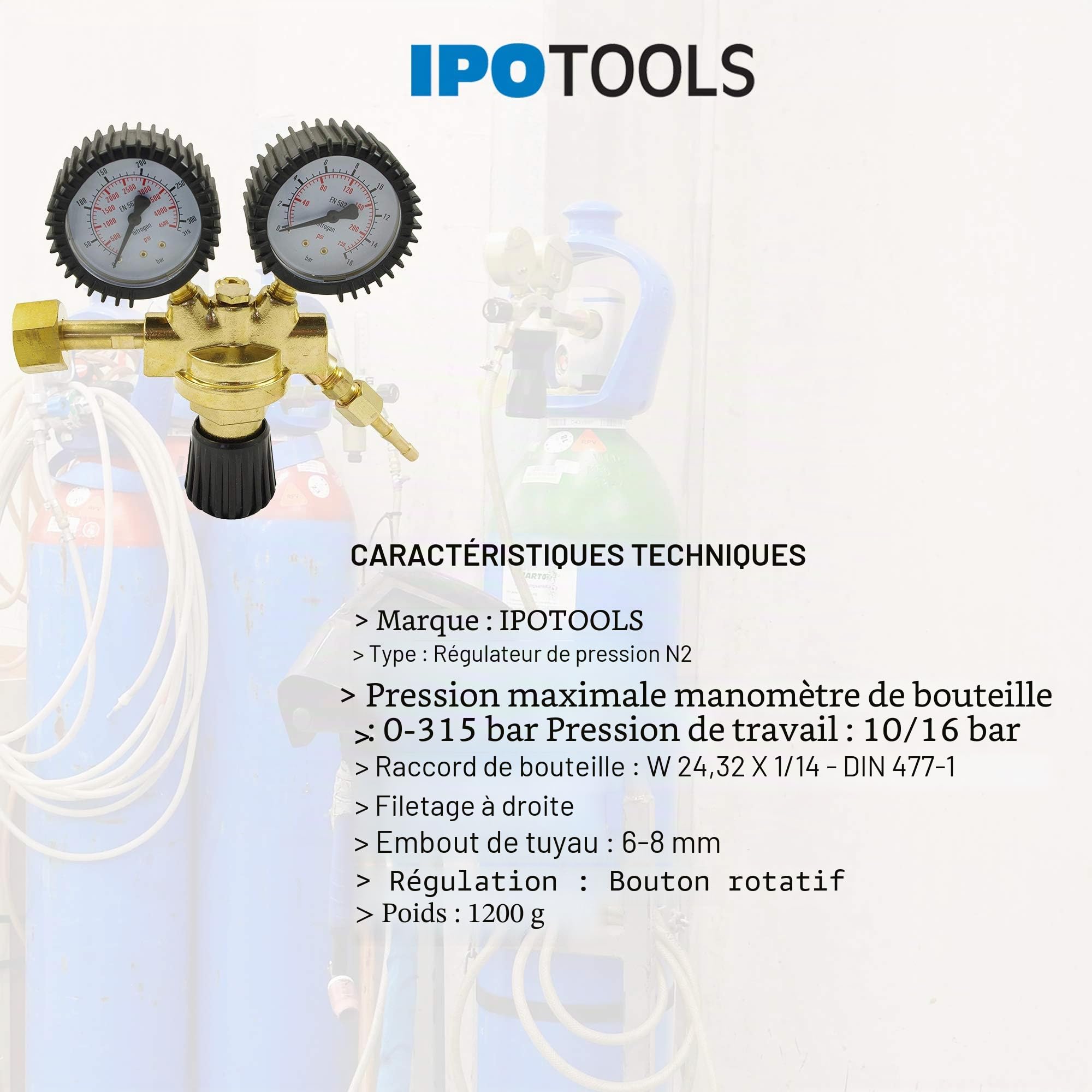 Régulateur de pression pour azote N2