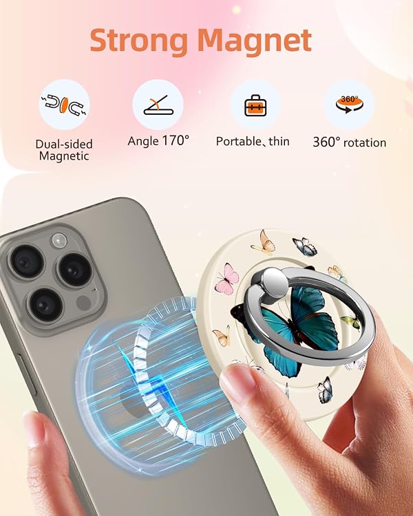 Lotadilo Magnetic Phone Ring Holder, Cute Phone Grip Stand, Butterfly by Lotadilo - Used condition - Image 2