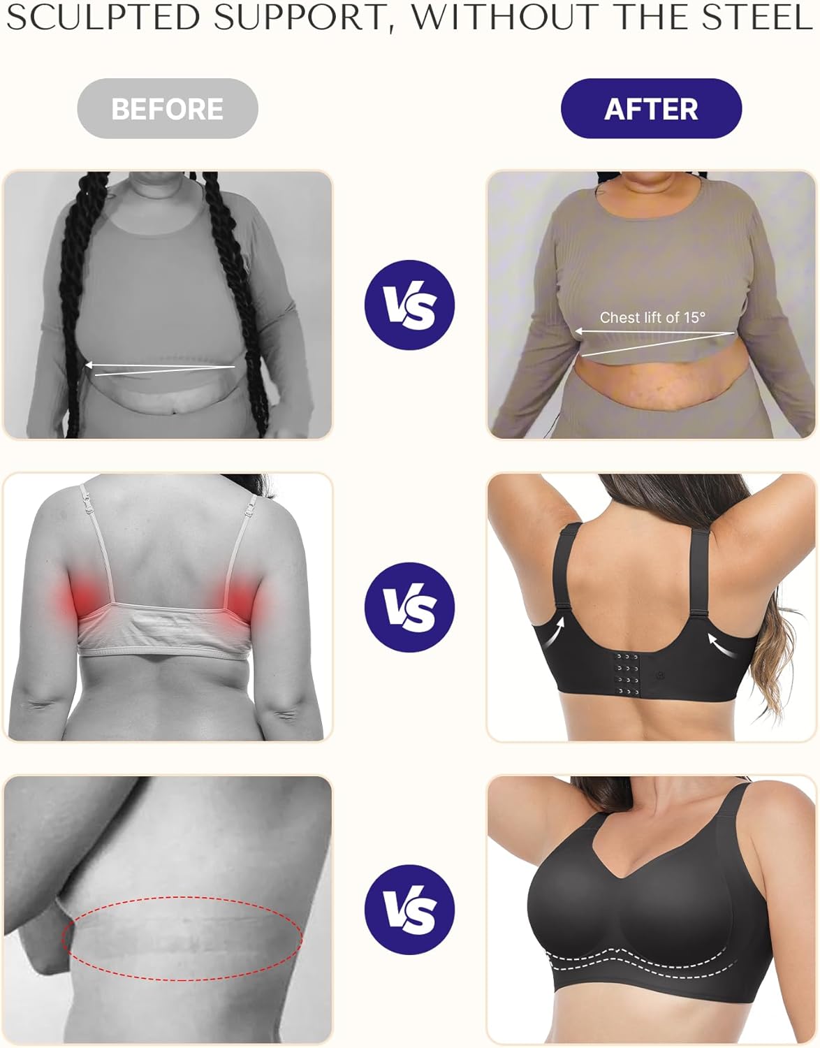 SHAPELLX Wireless Bra for Women Seamless Comfortable No Underwire Supportive Minimizer Bras - Image 2