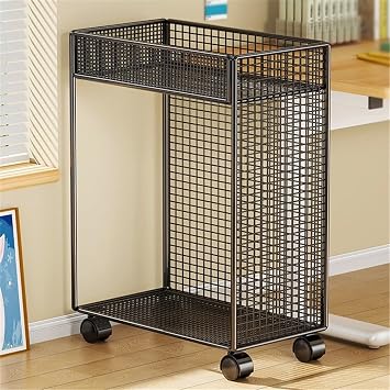 CPU Stand Double Shelves PC Tower Stand 2-Tier Metal CPU Stand with Locking Caster Wheels Suitable for Most PC,Mobile CPU Stand Cart Computer Tower Stand(White)