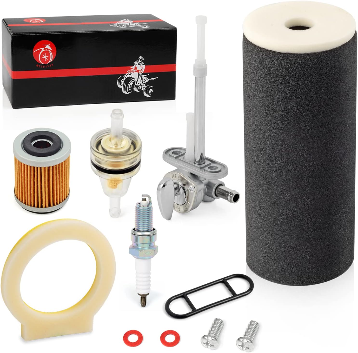 Air Filter Foam & Fuel Valve Petcock kit Oil Filter For Yamaha Warrior 350 Raptor 350 Wolverine 350 1987-2013 1UY-14451-00