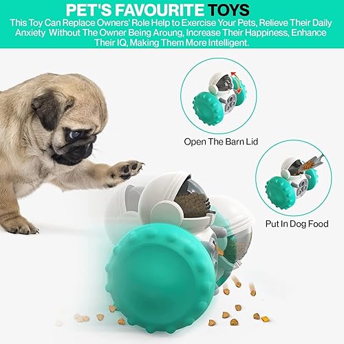 Miniatura 5 de Juguetes de rompecabezas para perros, dispensador interactivo de alimentos, rueda de robot, alimentador lento, juguetes inteligentes para perros,