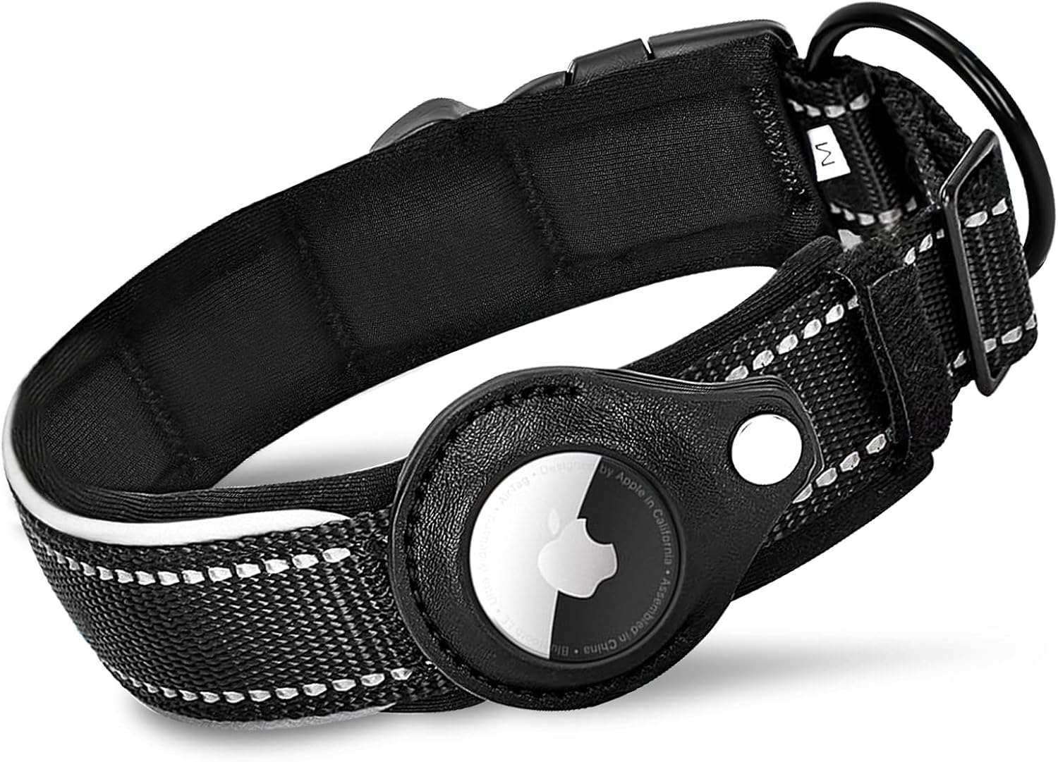 SumyerReflective Airtag Dog Collar, Adjustable Pet Collar with Holder Case, Padded