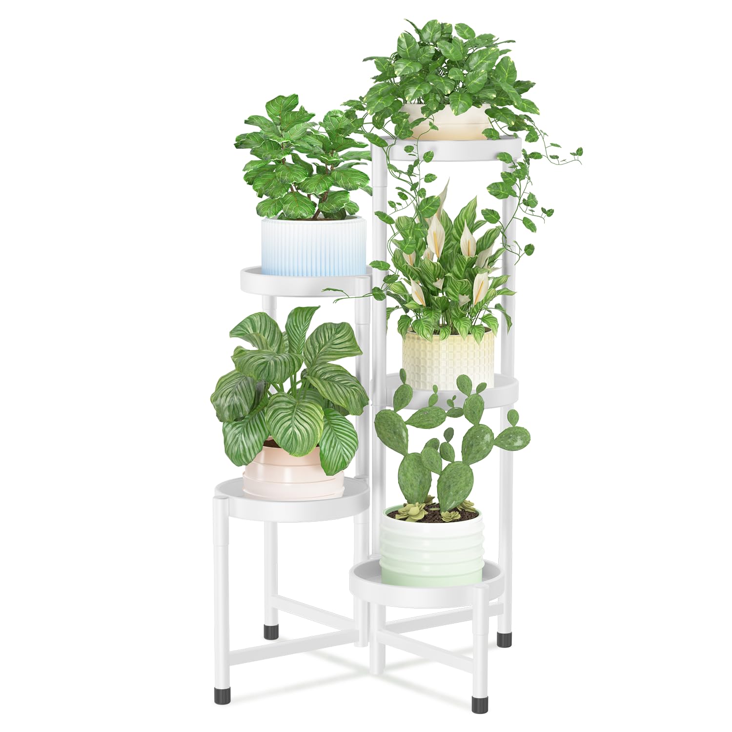 iDavosic.ly Pflanzenständer Blumenständer Metall, 5 Etagen, Weiß