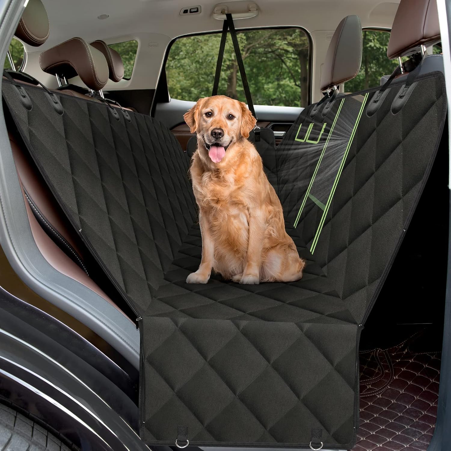 Dog Car Seat Hammock With Snuffle Mat - Waterproof Seat Protector, Mesh Window, Nonslip, For Rear Seat - View #9