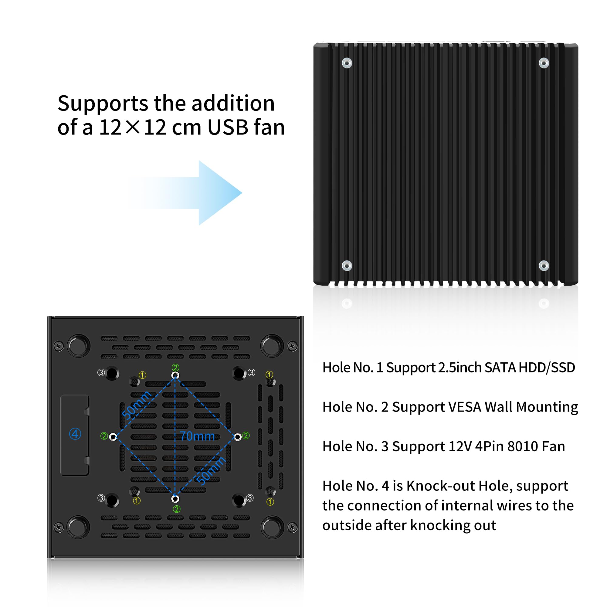 Mini PC AMD Ryzen 5 5500U Firewall Appliance, Fanless Mini Computer 4 Port 2.5GbE i226-V LAN, OPNsense Micro PC Barebone NO RAM/SSD/OS, USB-C, 3-Display, 2-NVMe, 2-SATA, TF