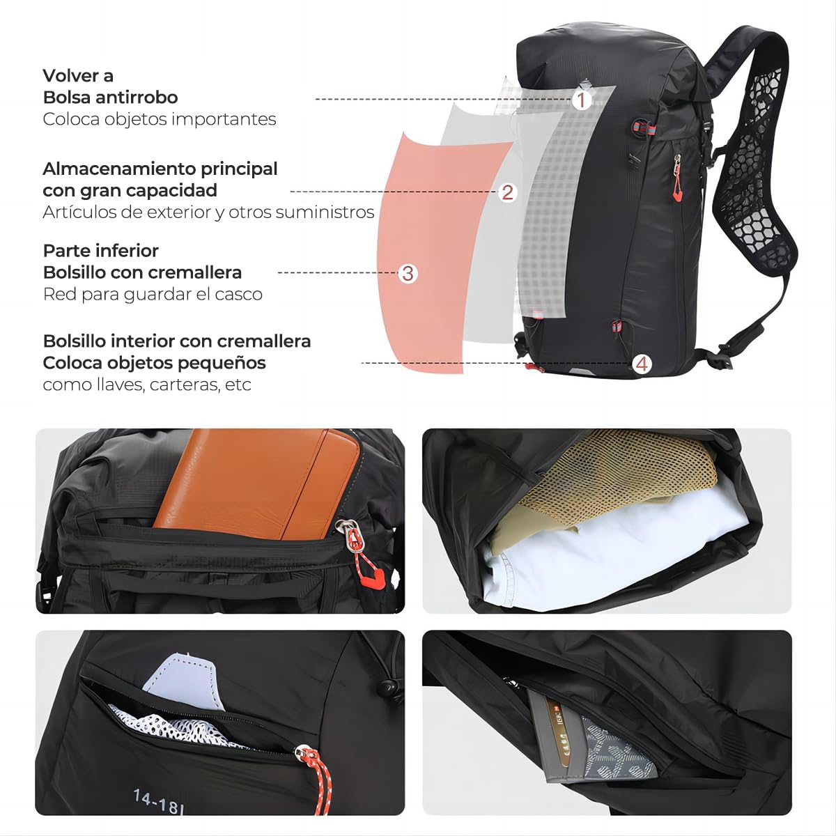 Mochila de hidratación impermeable ligera para senderismo correr ciclismo
