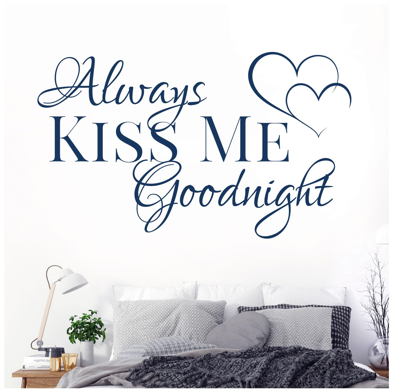 Always Kiss Me Goodnight - Love Quote Vinyl Wall Decal Sticker [Large] [Ultramarine]
