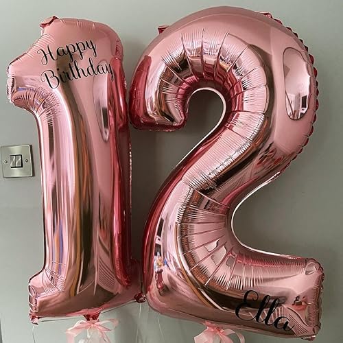 Vista 39 de Globos de oro rosa con el número 80, globos gigantes grandes de 40 pulgadas, globos de aluminio de Mylar de oro rosa con números 80 para fiesta