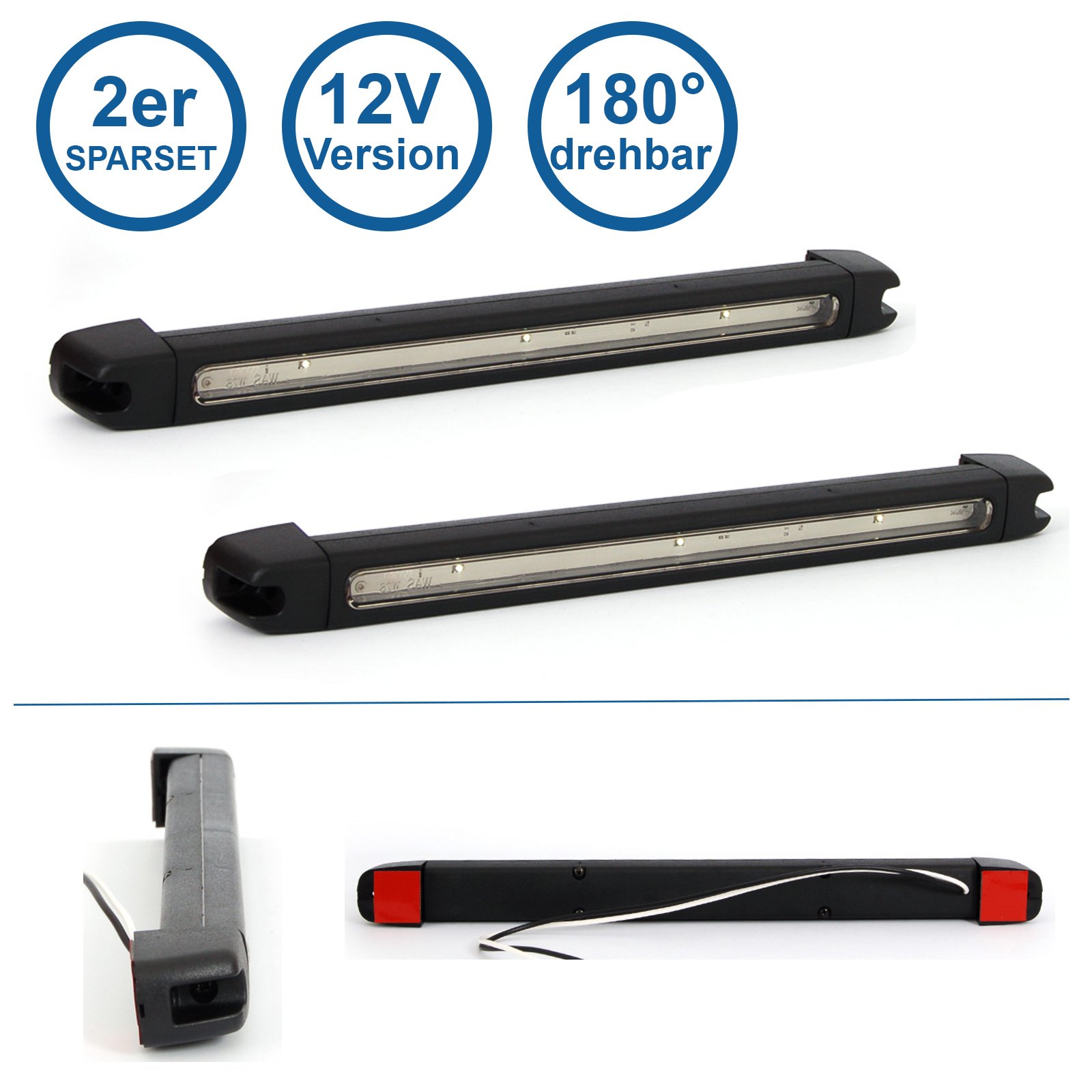 LED-MARTIN 2er Sparset Innenraumleuchte 12V 333mm x 30mm