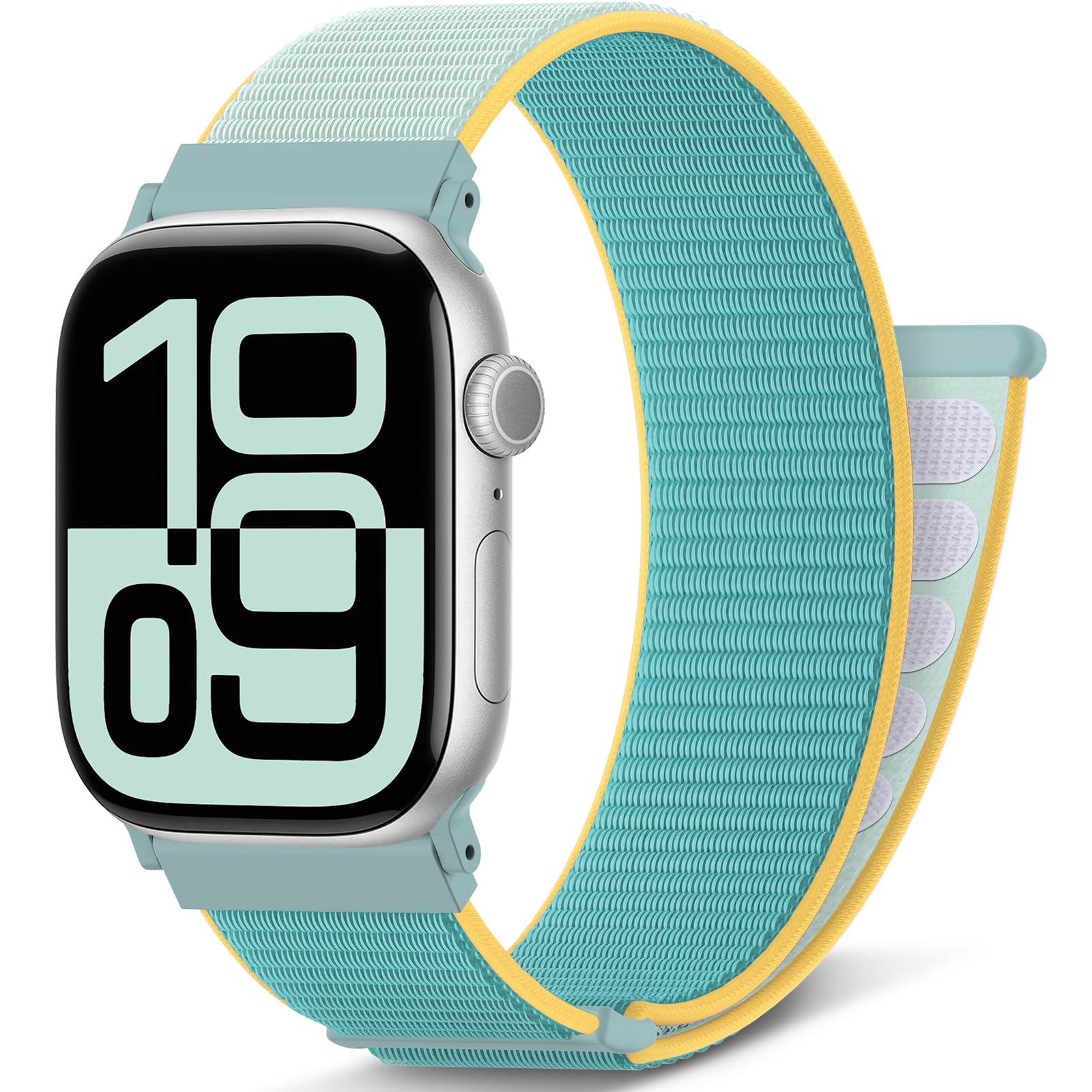 AMSKY Nylon Sport Loop Band Kompatibel mit Apple Watch Armband 40mm 42mm 46mm 44mm 45mm 41mm 38mm 49mm, für iWatch Series 11 10 9 8 7 6 5 4, Ultra SE 3 2 1, Aurora Blau, (S11/10 42mm)/40mm/41mm/38mm