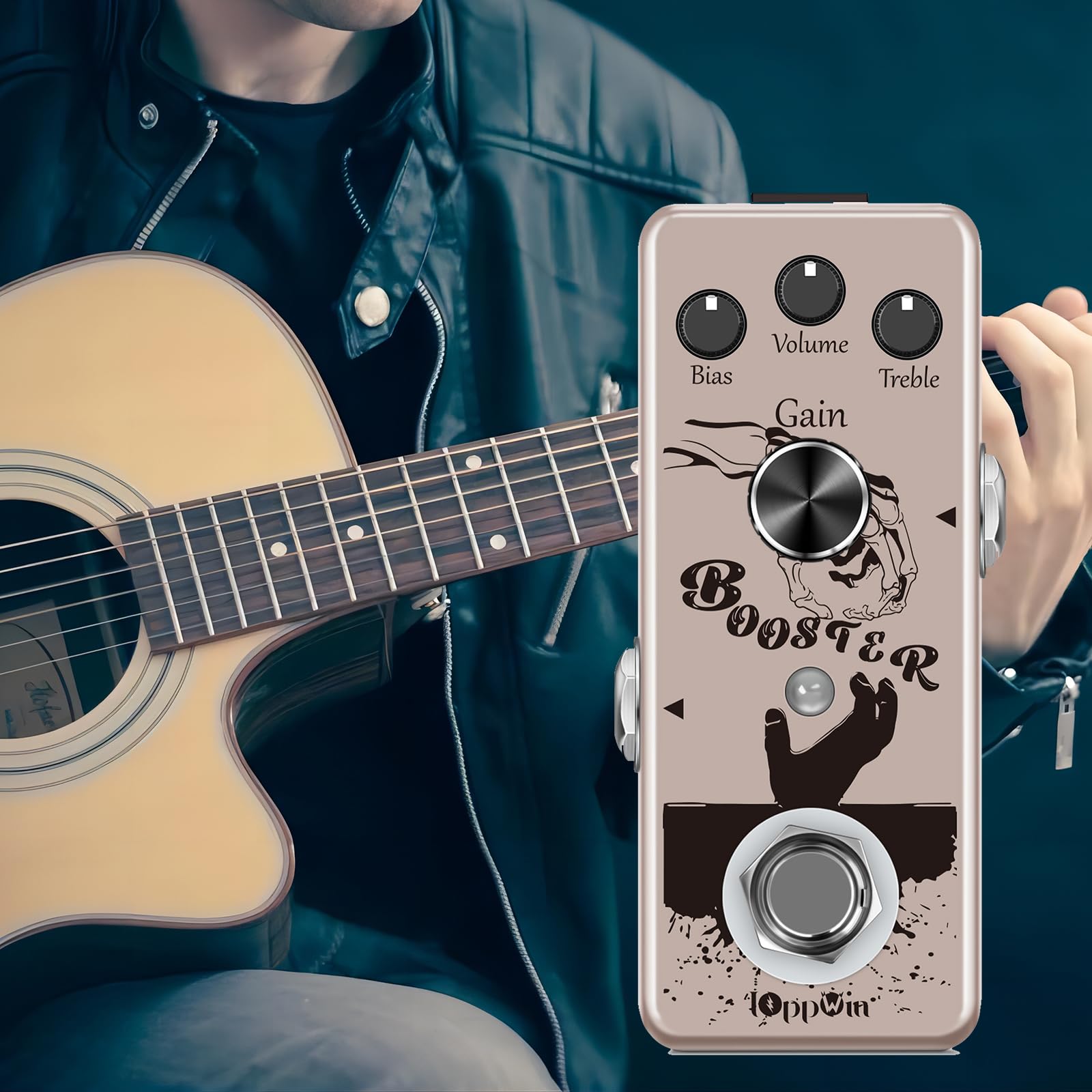 Pure Boost 20dB+ Clean Boost Pedal - ±15dB Equalizzatore a 2 bande, involucro in metallo, True Bypass per chitarra/basso