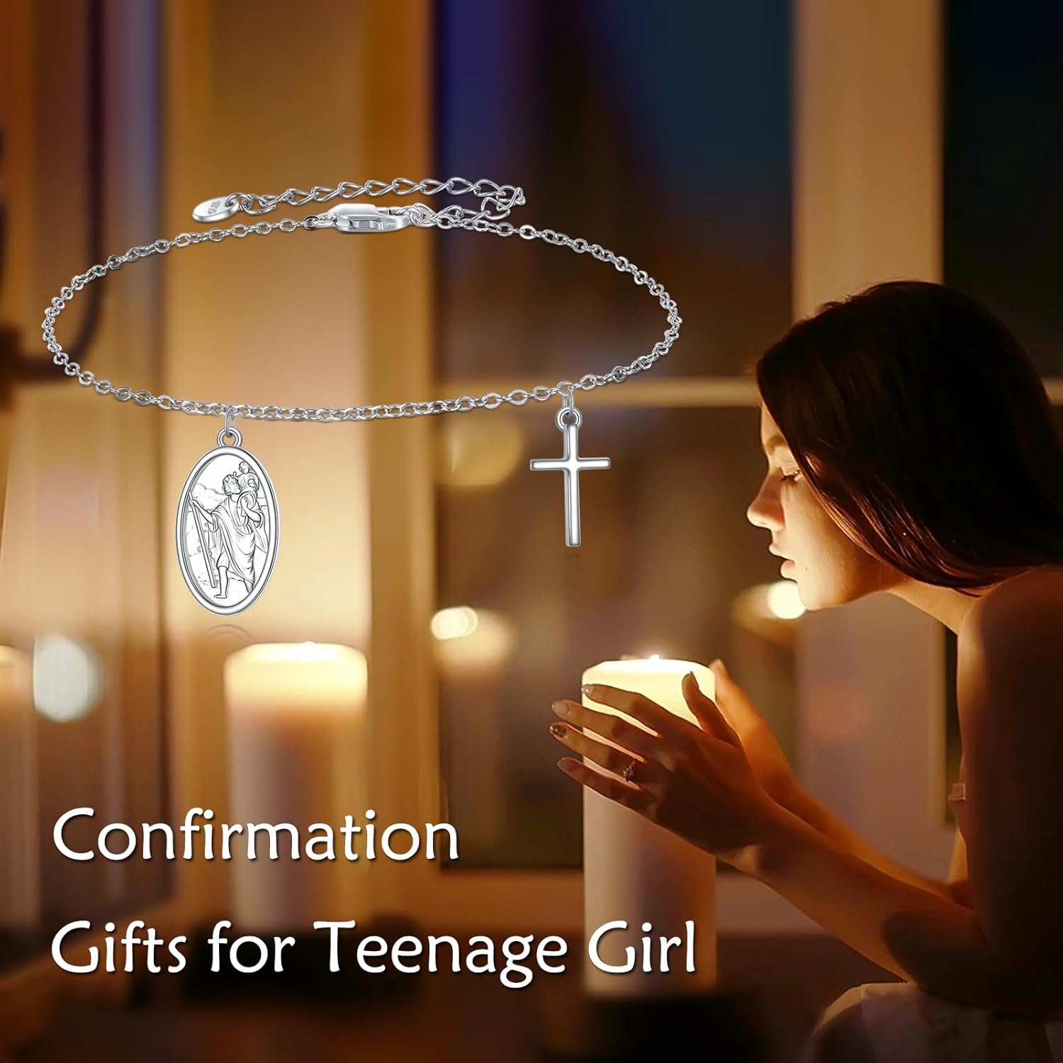 AXELUNA Patron Saint Bracelet Sterling Silver Religious Protector Bracelet Jewelry Gifts for Women - Image 5