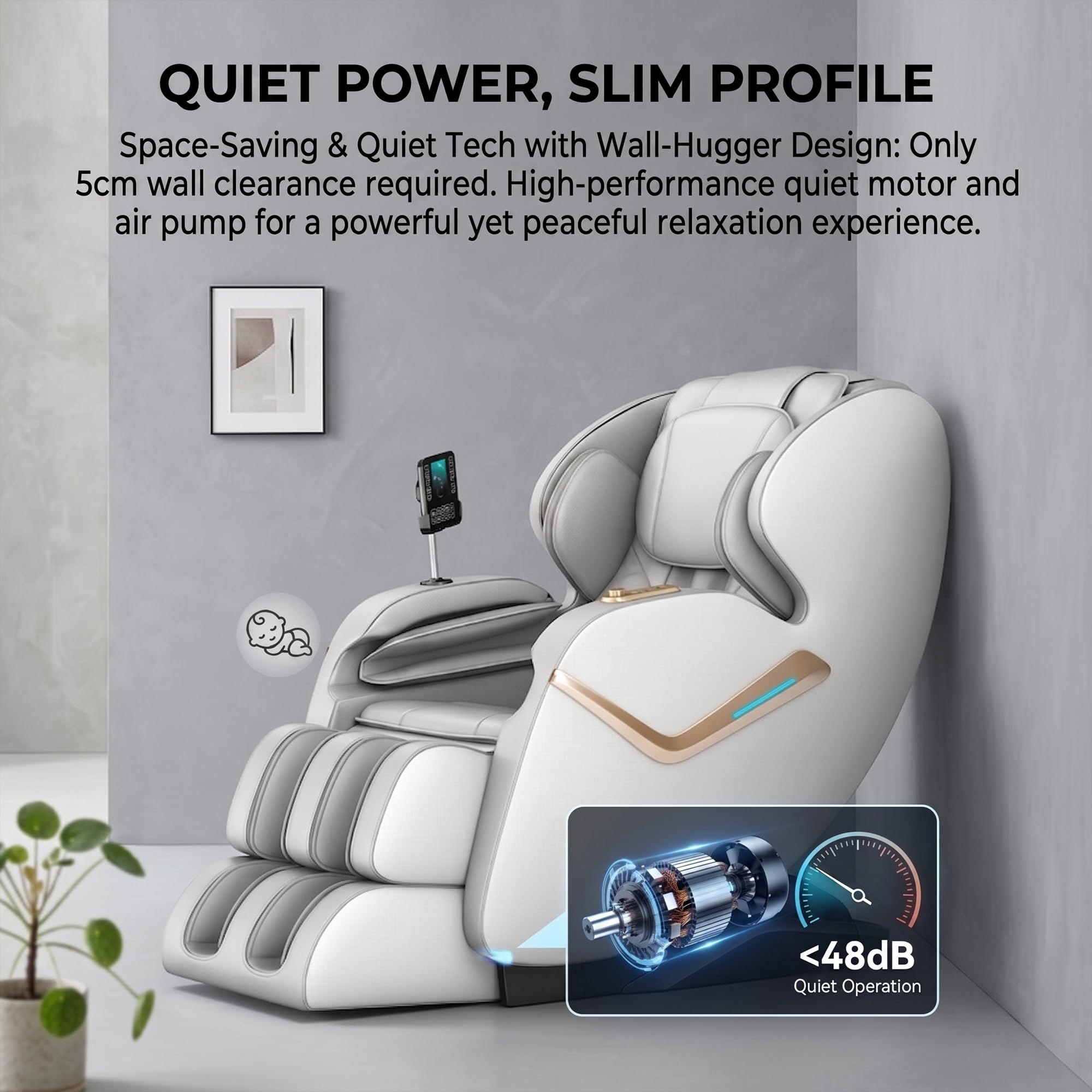 Sillón de Masaje Cero Gravedad SL-Track con Escaneo IA, Masaje Shiatsu Completo con Presoterapia, Calor, Bluetooth, Ahorro de Espacio para Hogar(Bianco)