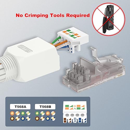 Miniatura 2 de VCELINK Conector RJ45 sin herramientas, enchufe de terminación de campo CAT6A, enchufe modular chapado en oro, herramienta de conector UTP CAT6A