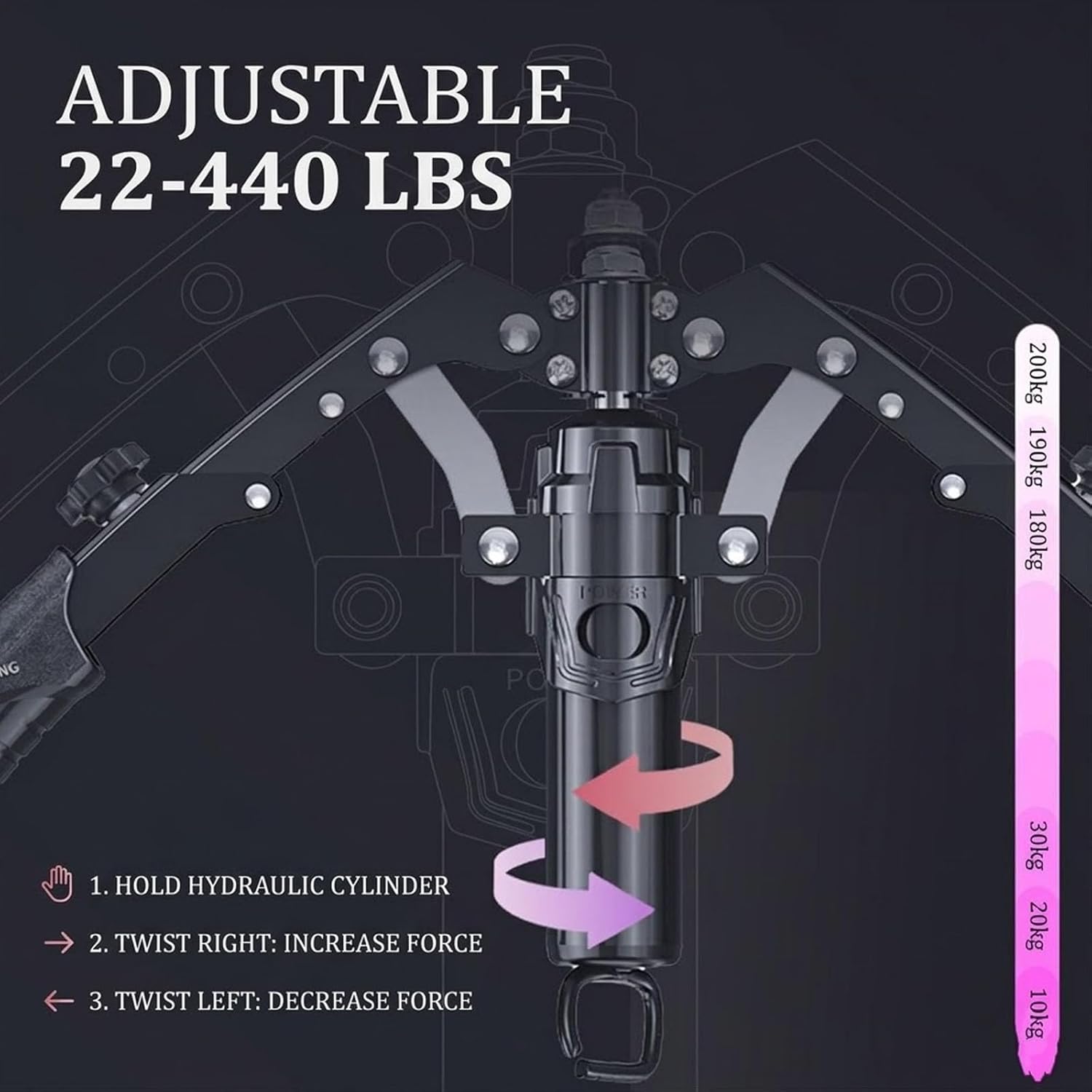 Muscle Trainer - Full-Body Strength at Home, Hydraulic Arm Trainer, Chest & Arm Twister, Chest Workout Equipment, 22-440lbs for Strength Trainer, with Ab Roller Wheels
