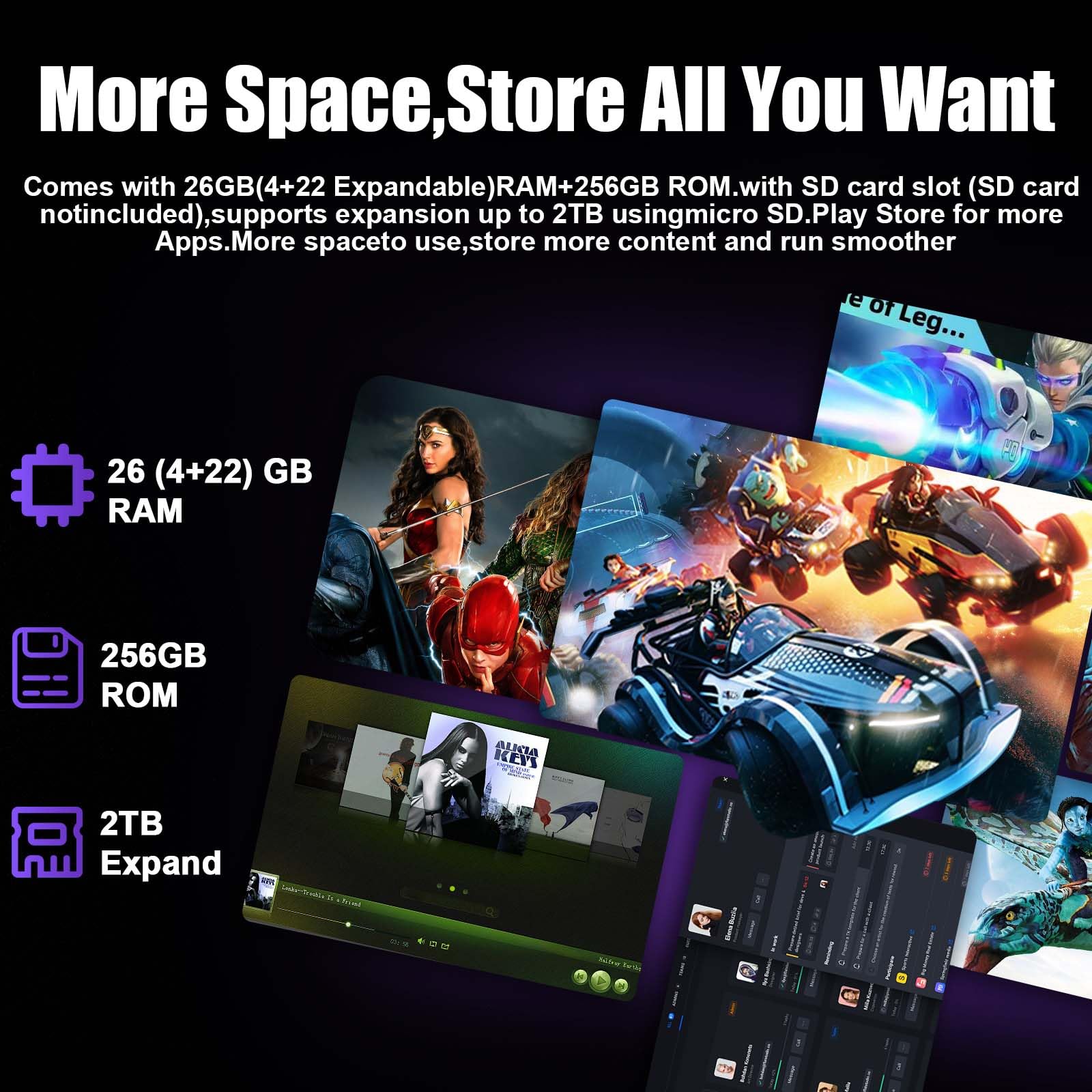 Android Tablet, 11 inch Android 14 Tablet with Keyboard, 12GB+