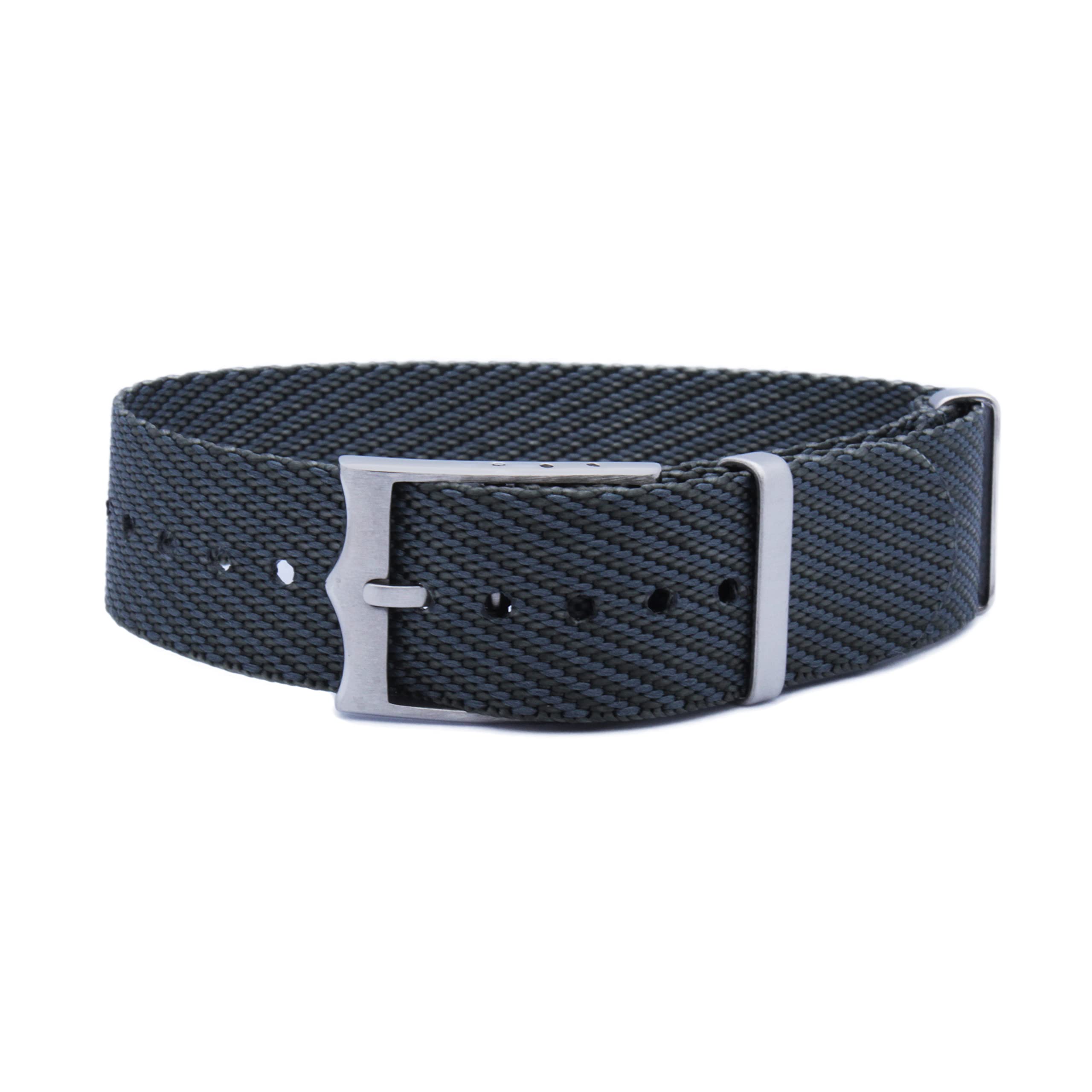 WAMD Single Layer/Single Pass Nylon Fabric NATO Watch Straps/Bands with Crown Buckle - Choice of Colour & Width (Gray and Light Blue, 22 mm) (B0BFJ1YPM7) Amazon Price History, Amazon Price Tracker