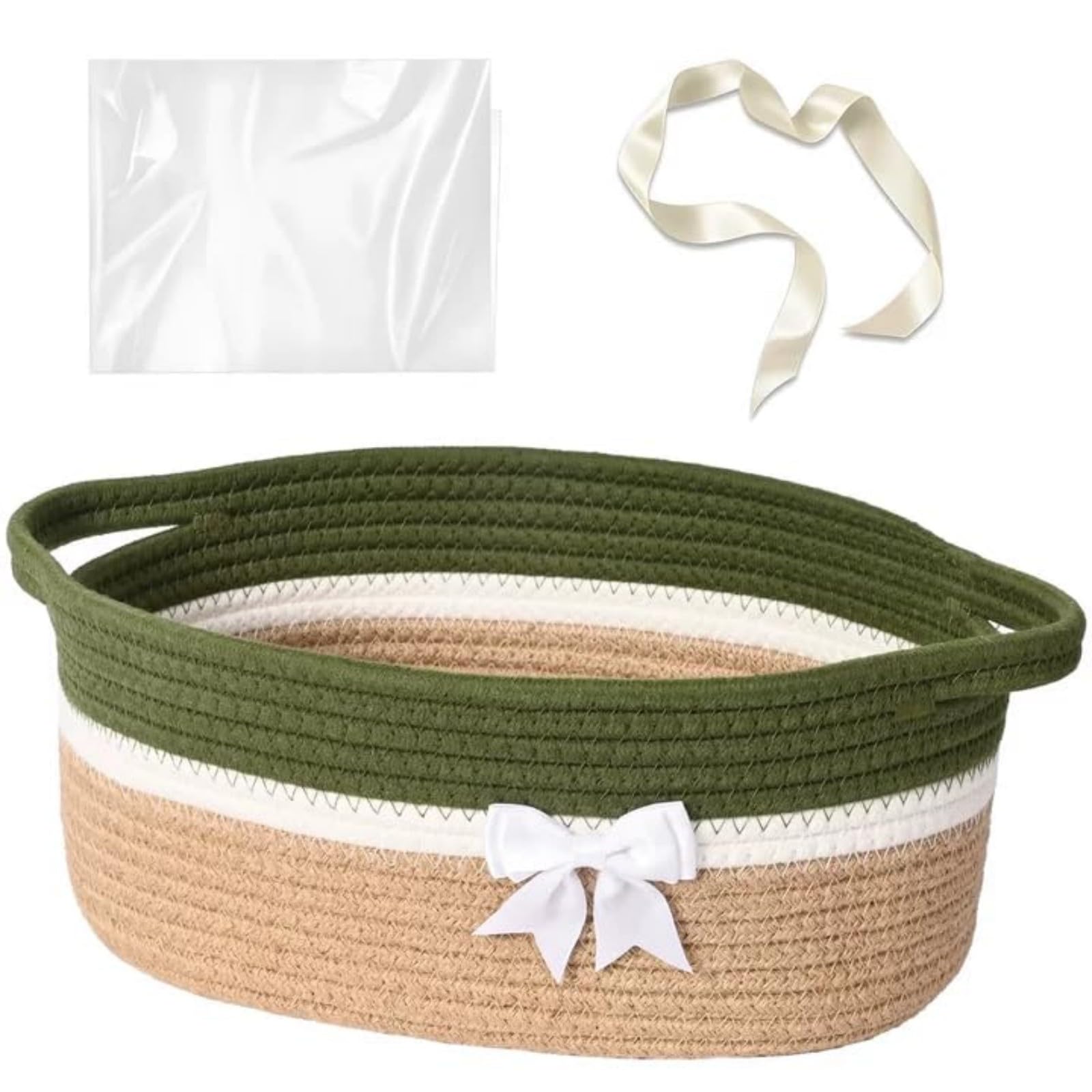 Sbshiouu Khaki Green Multipurpose Cotton Rope Storage Basket Decorative Bin For Party Gifts Baby Showers And Home Decoration Recyclable Party Gift Basket