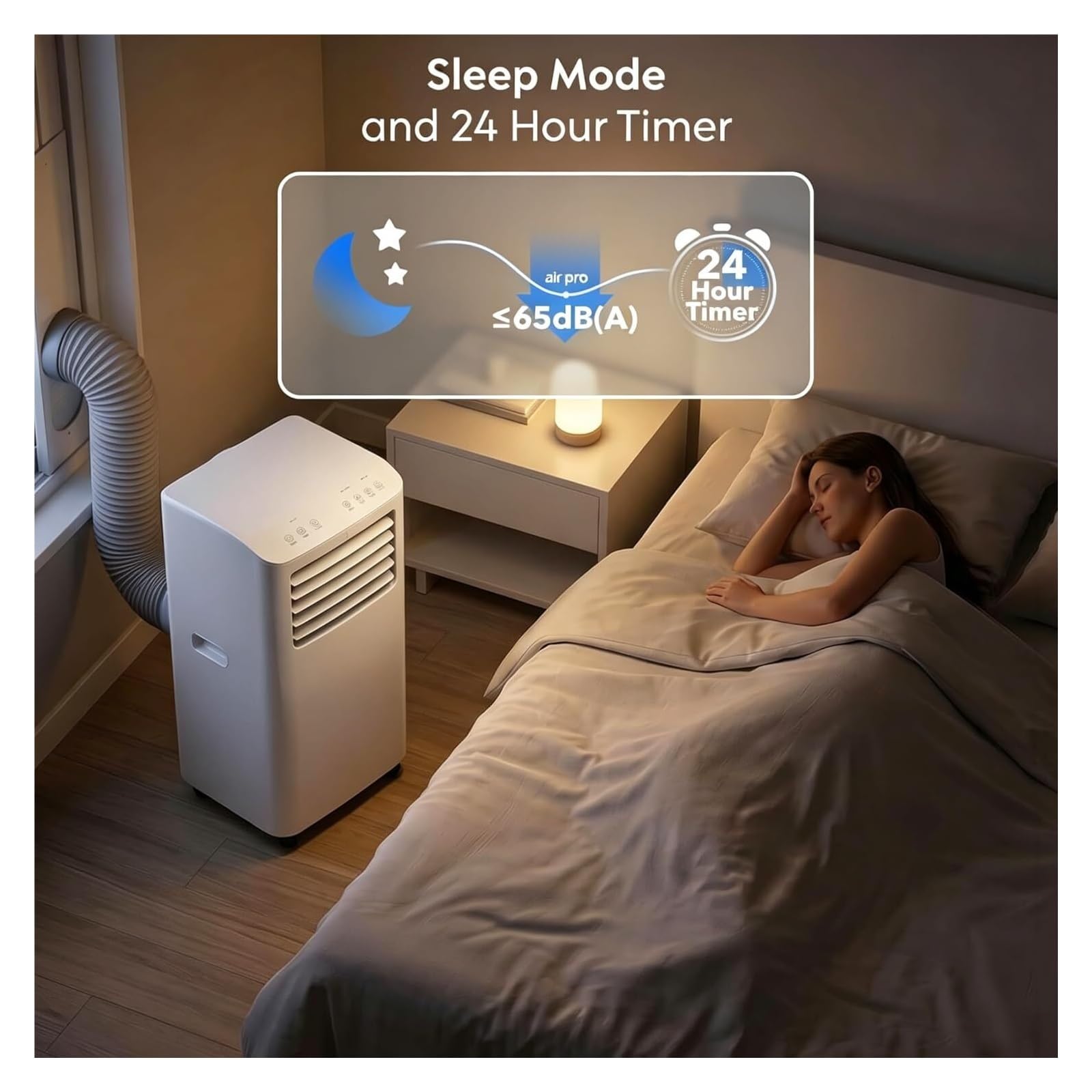 12000 BTU Portable AC z timerem, osuszacz wentylatora 4 w 1 do pomieszczeń do 30sqm, energooszczędny mobilny klimatyzator z zestawem wydechowym do biura w sypialni