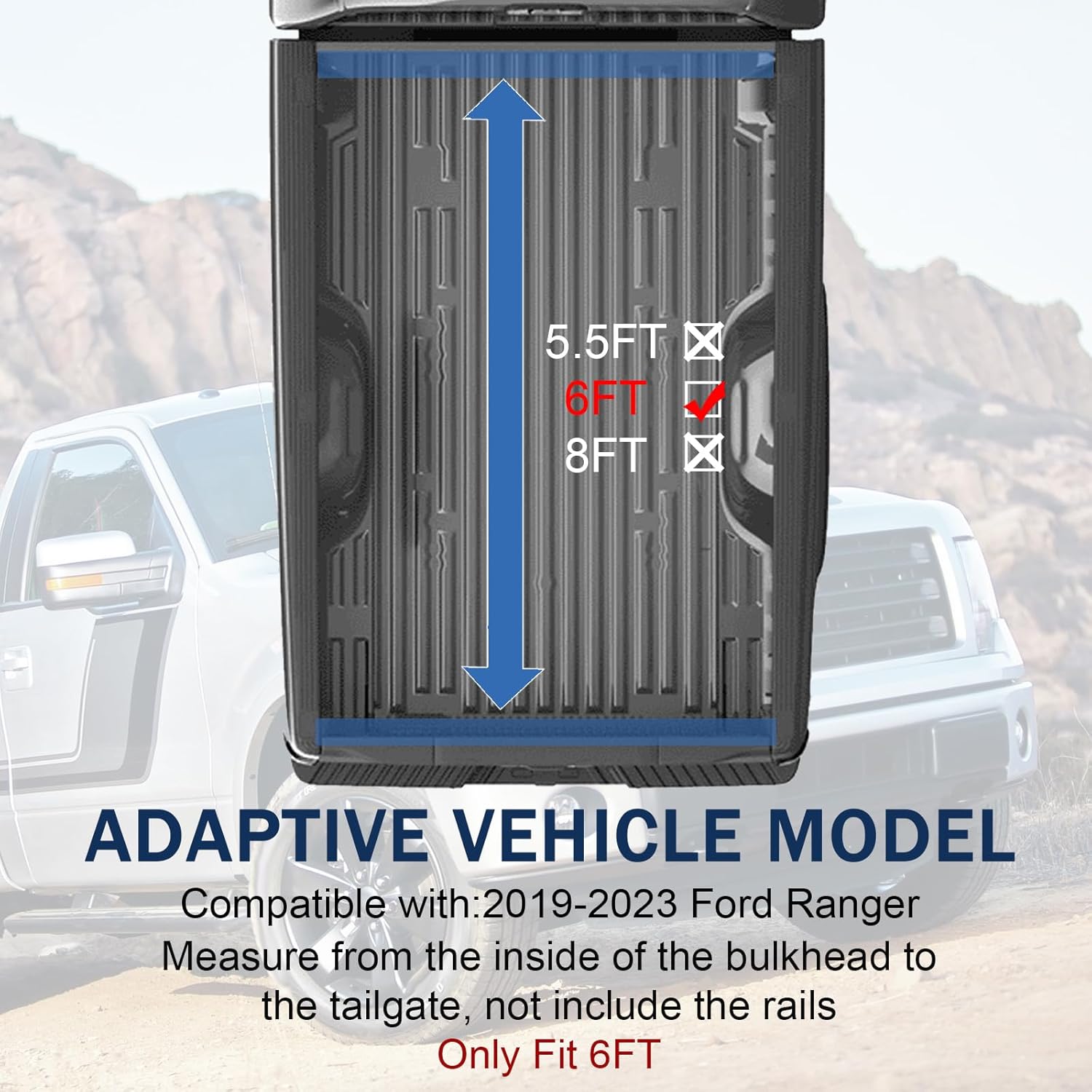 DICMIC Soft Roll-Up Truck Bed Tonneau Cover Compatible with 2019-2023 Ford Ranger 6FT Bed