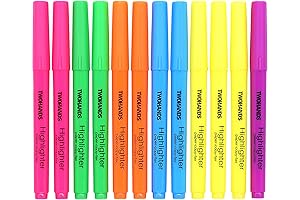 Twohands Highlighter 12-Pack Chisel Tip Marker Pens in Pastel Colors - 21304
